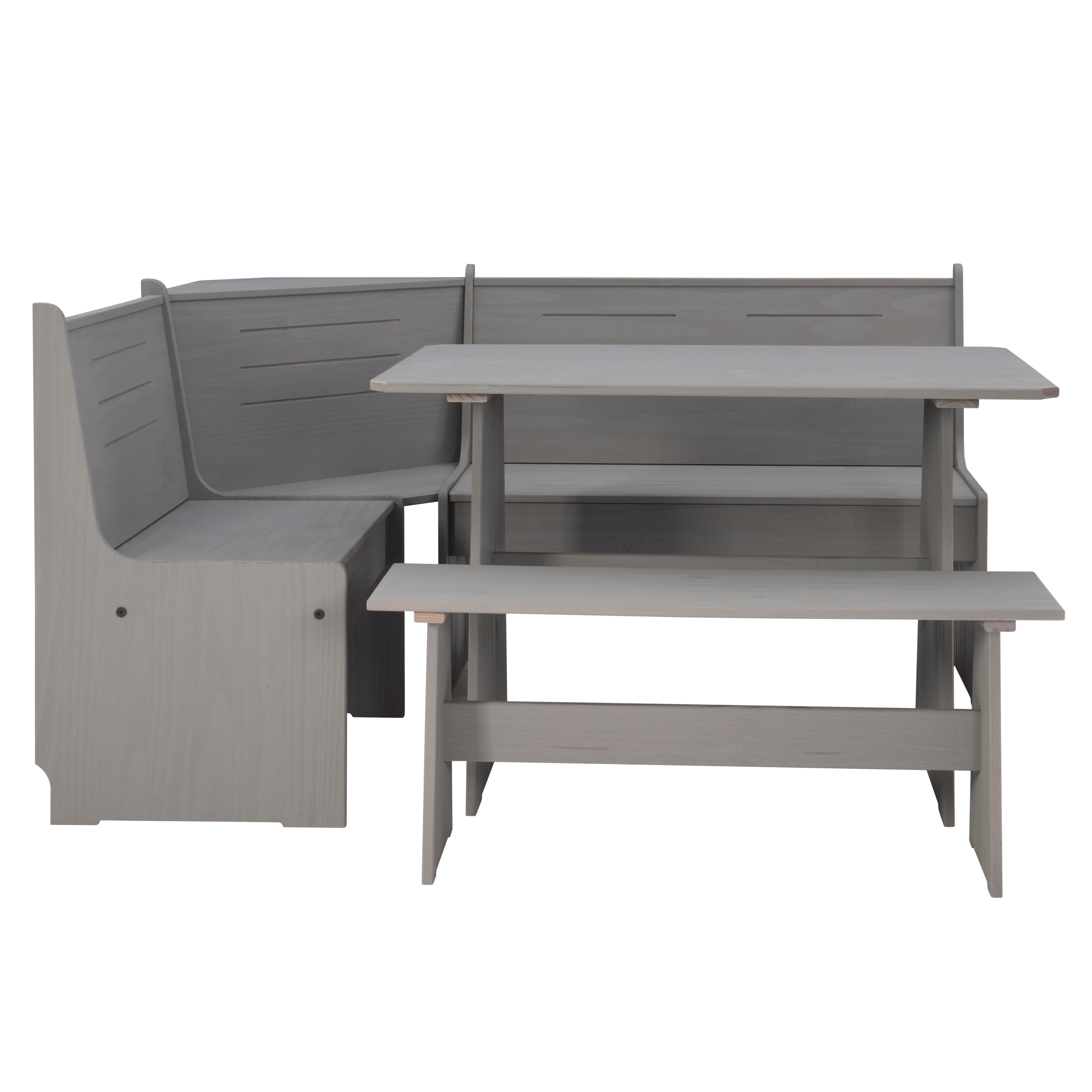 Linon Brent Corner Nook Dining Set, Gray, large
