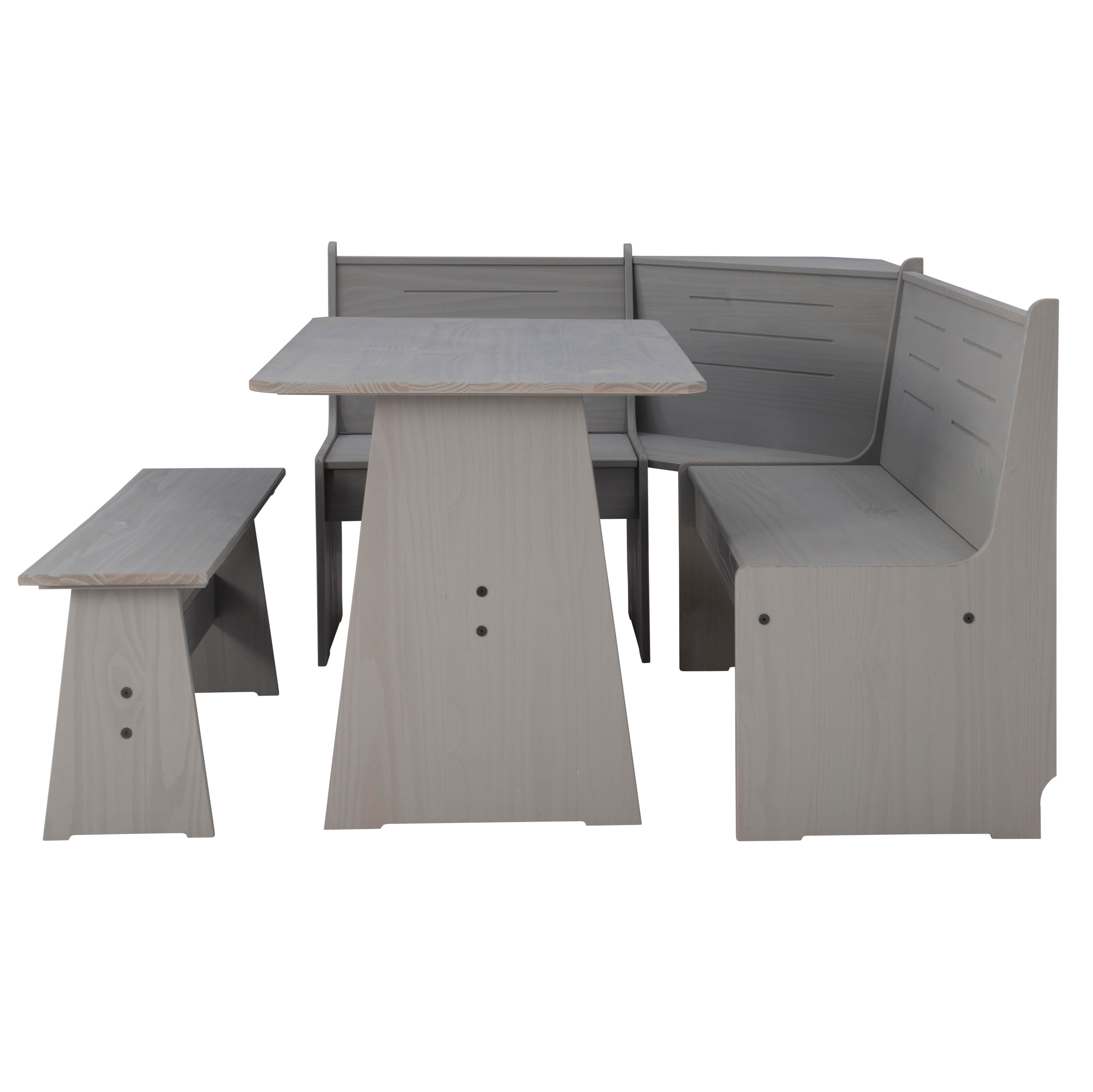 Linon Brent Corner Nook Dining Set, Gray, large