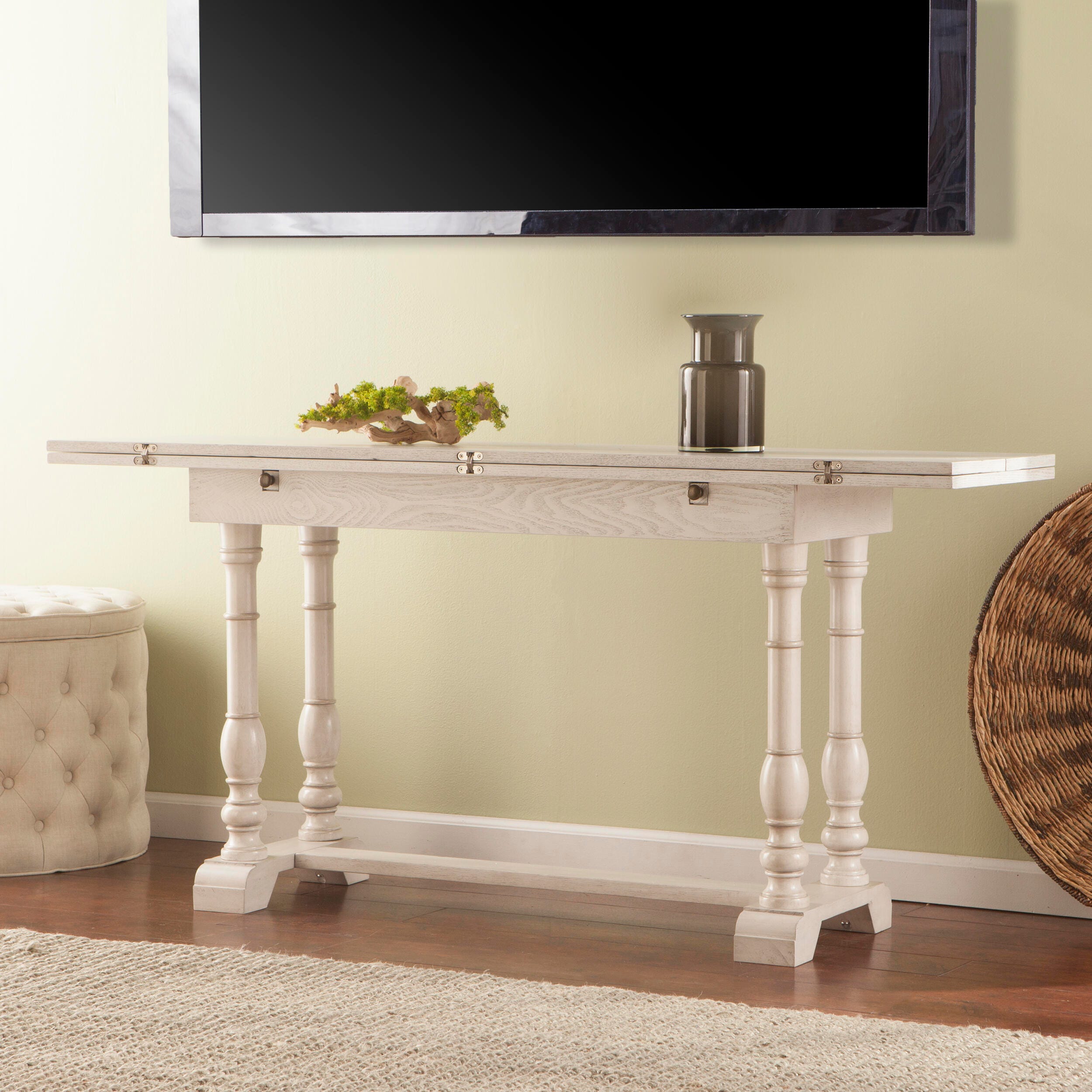Southern Enterprises Leighanna Folding Trestle Console to Dining Table, , large