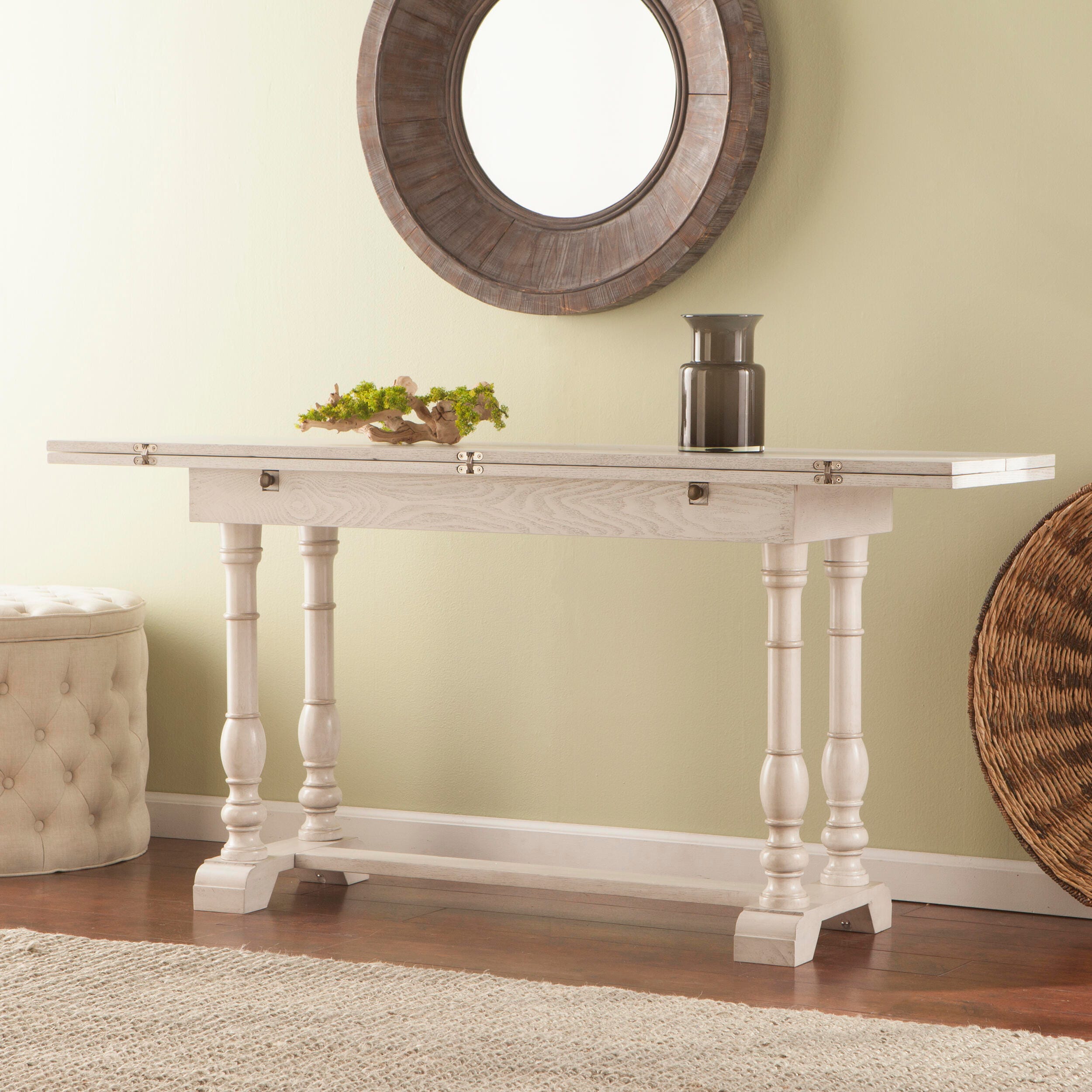 Southern Enterprises Leighanna Folding Trestle Console to Dining Table, , large