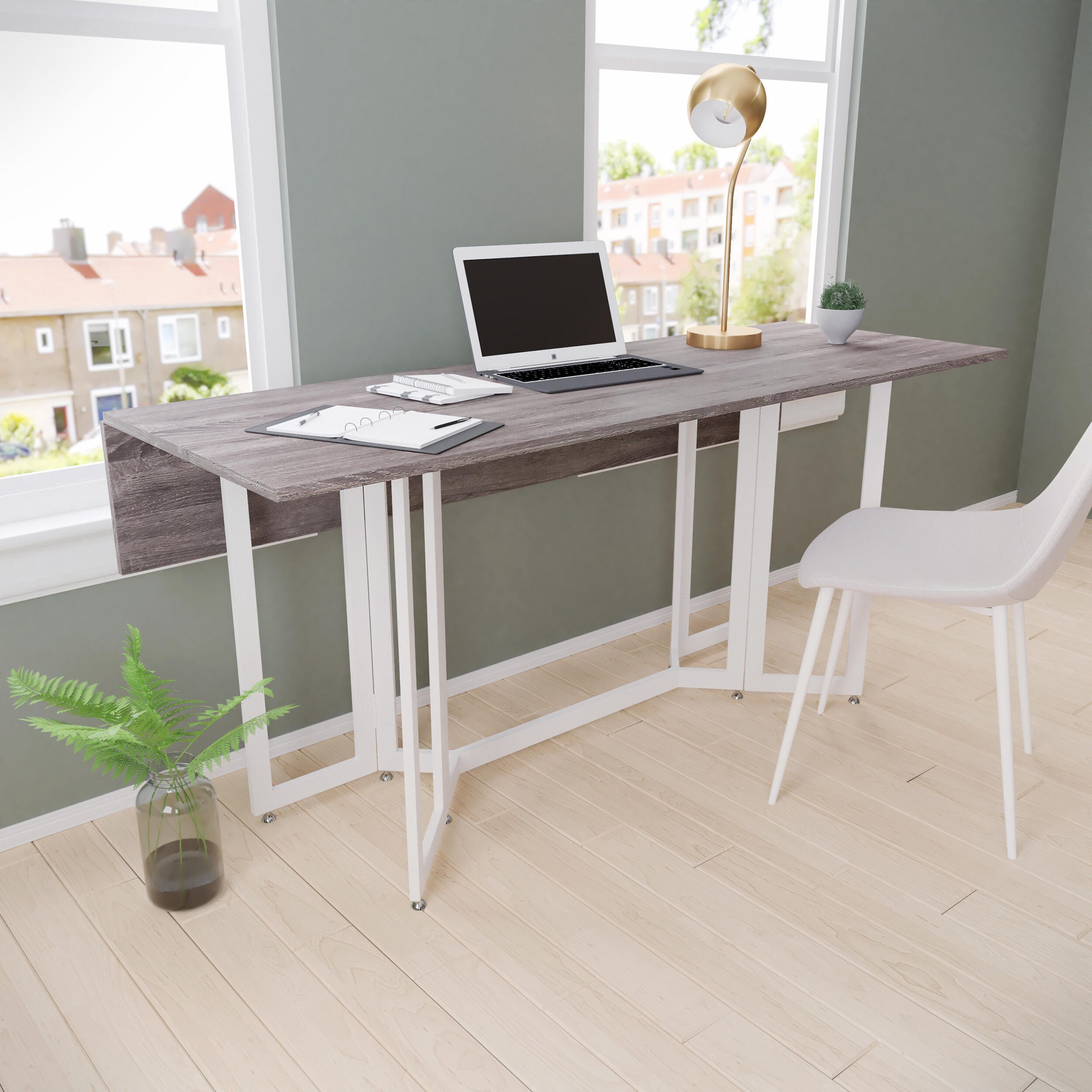 Holly & Martin Driness Drop Leaf Table, Weathered Gray, large