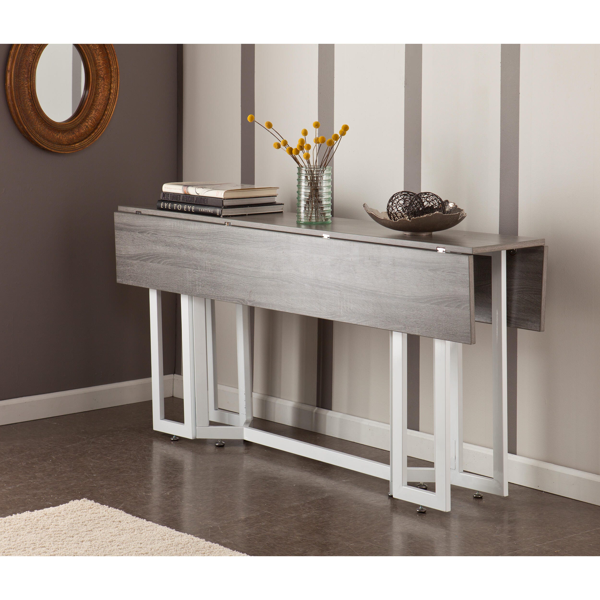 Holly & Martin Driness Drop Leaf Table, Weathered Gray, large