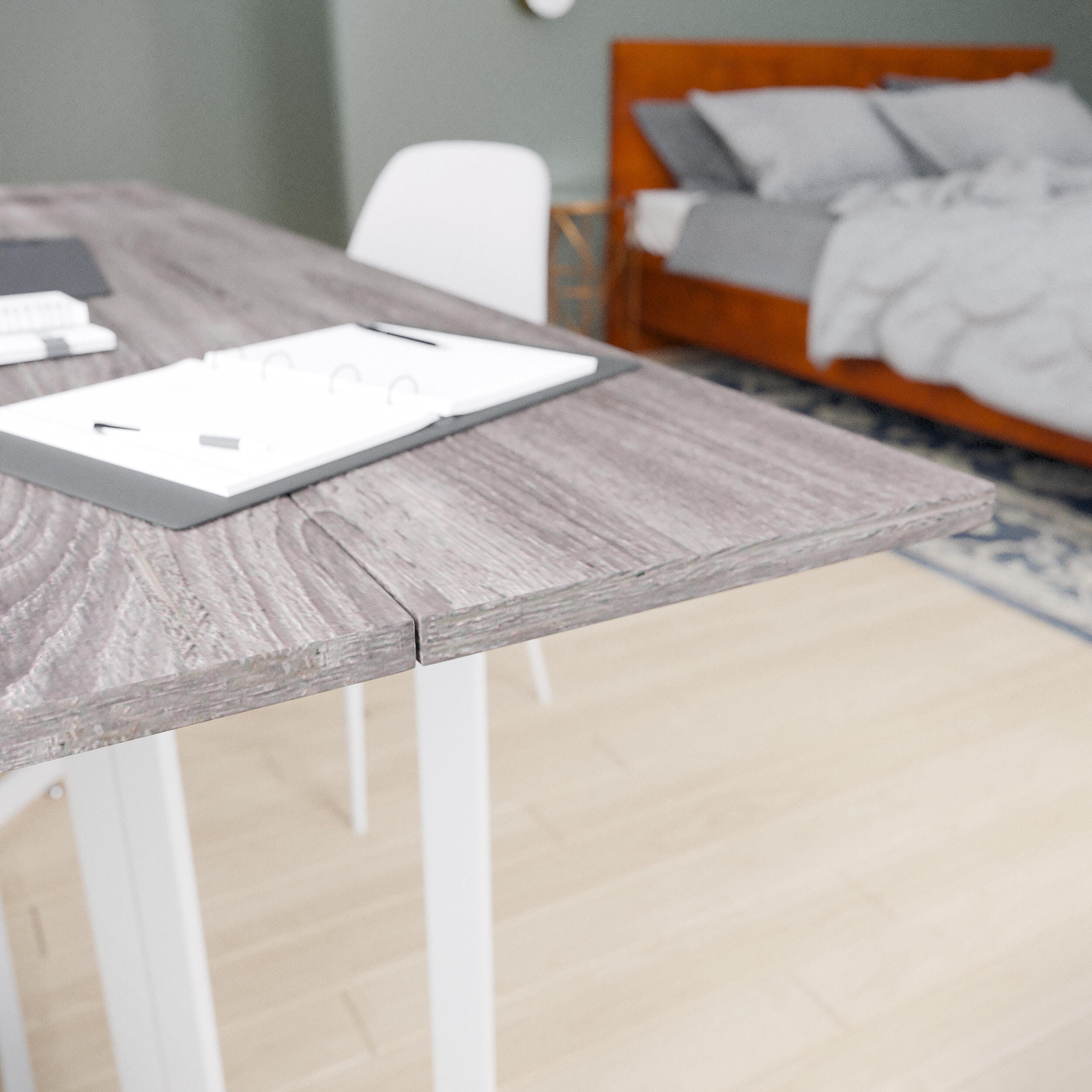 Holly & Martin Driness Drop Leaf Table, Weathered Gray, large