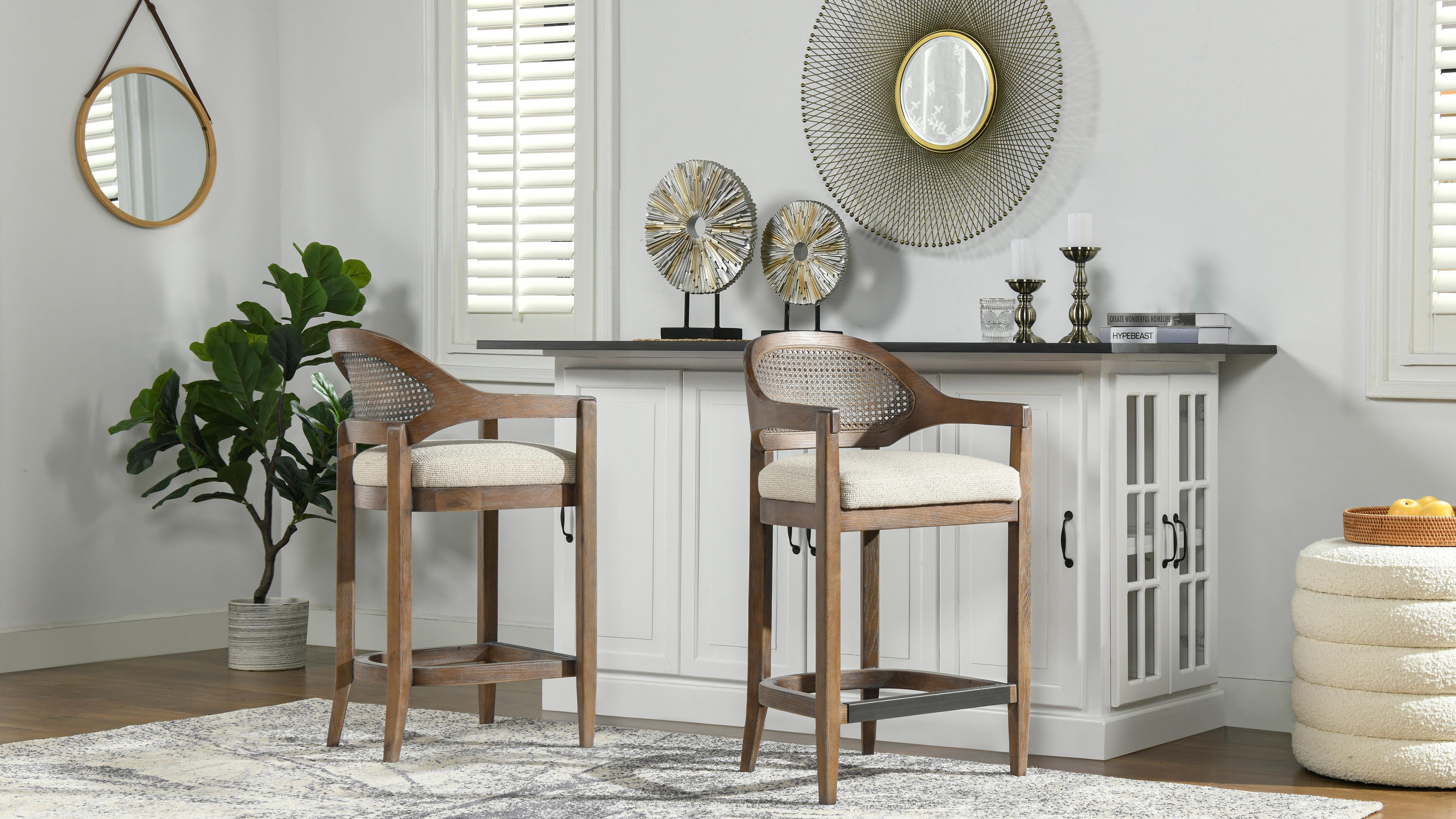 Jennifer Taylor Home Americana Cane Back Counter Height Bar Stool, Taupe/Beige, rollover