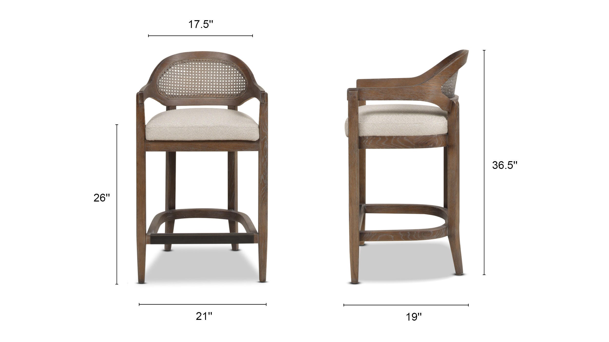 Jennifer Taylor Home Americana Cane Back Counter Height Bar Stool, Taupe/Beige, large