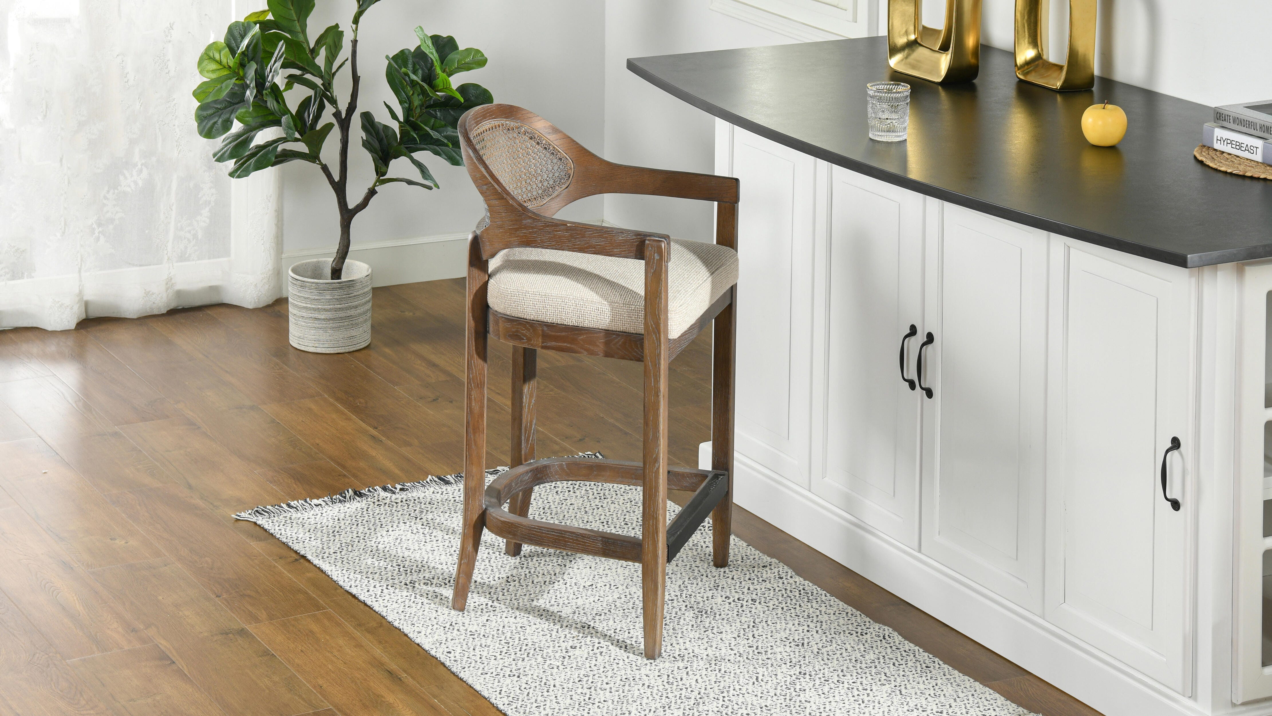 Jennifer Taylor Home Americana Cane Back Counter Height Bar Stool, Taupe/Beige, large