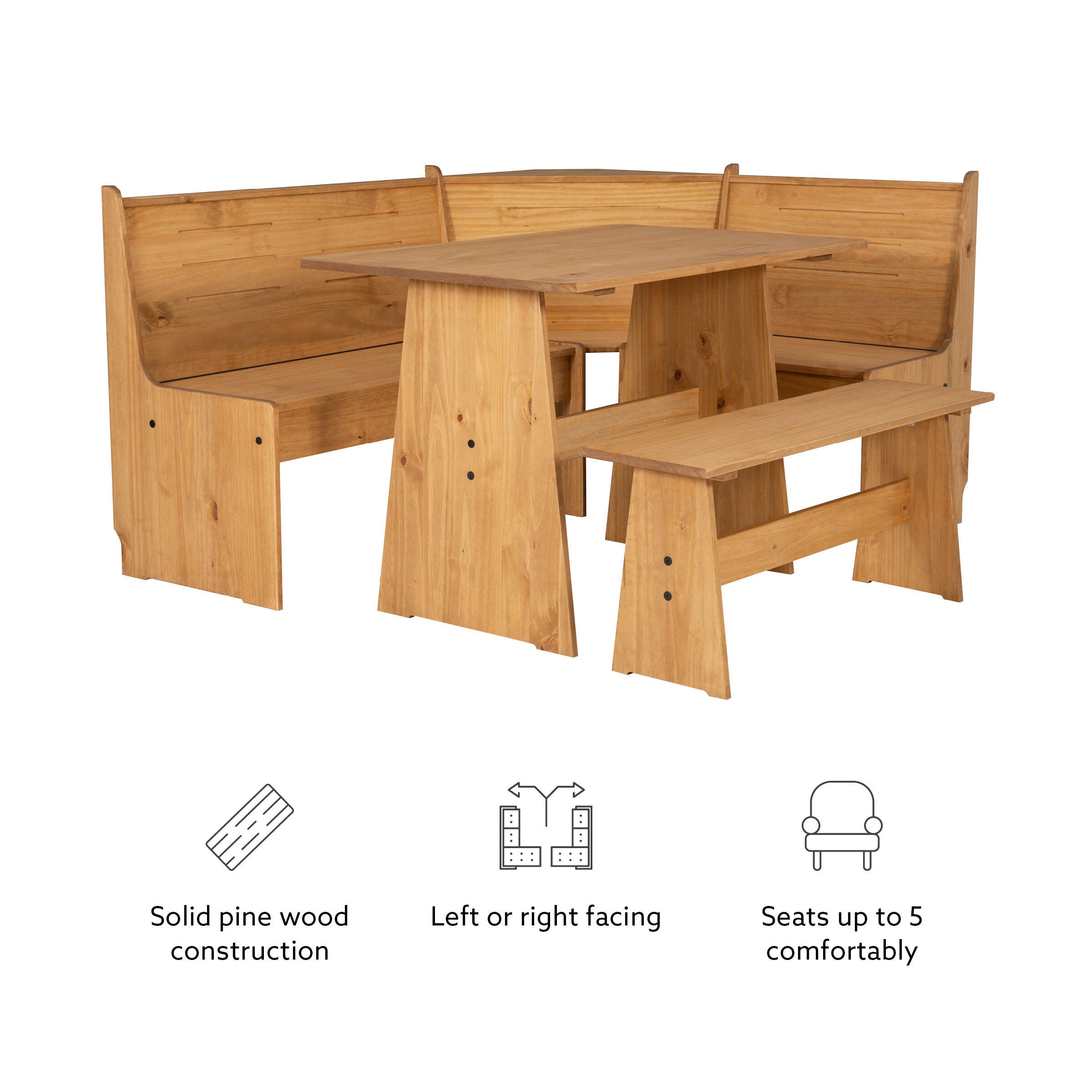 Linon Brent Corner Nook Dining Set, Natural, large