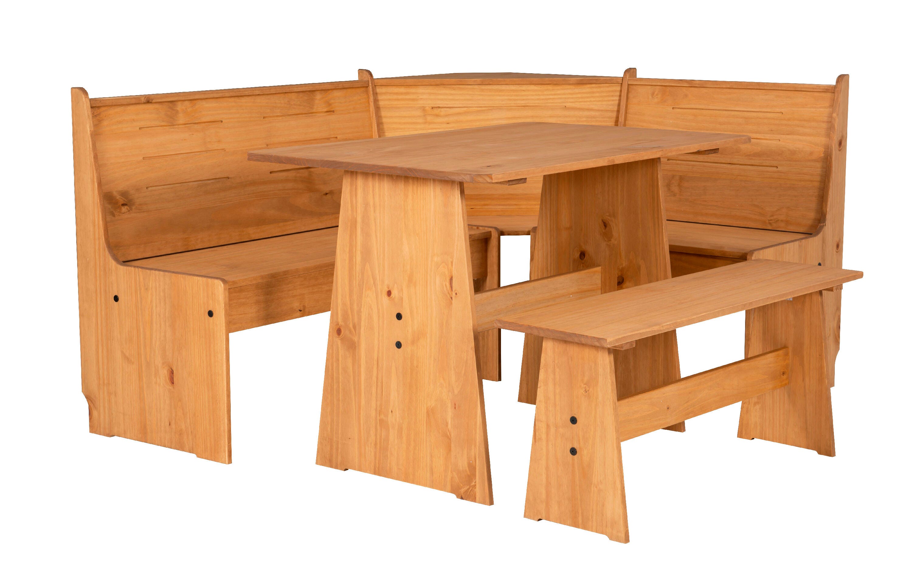 Linon Brent Corner Nook Dining Set, Natural, large