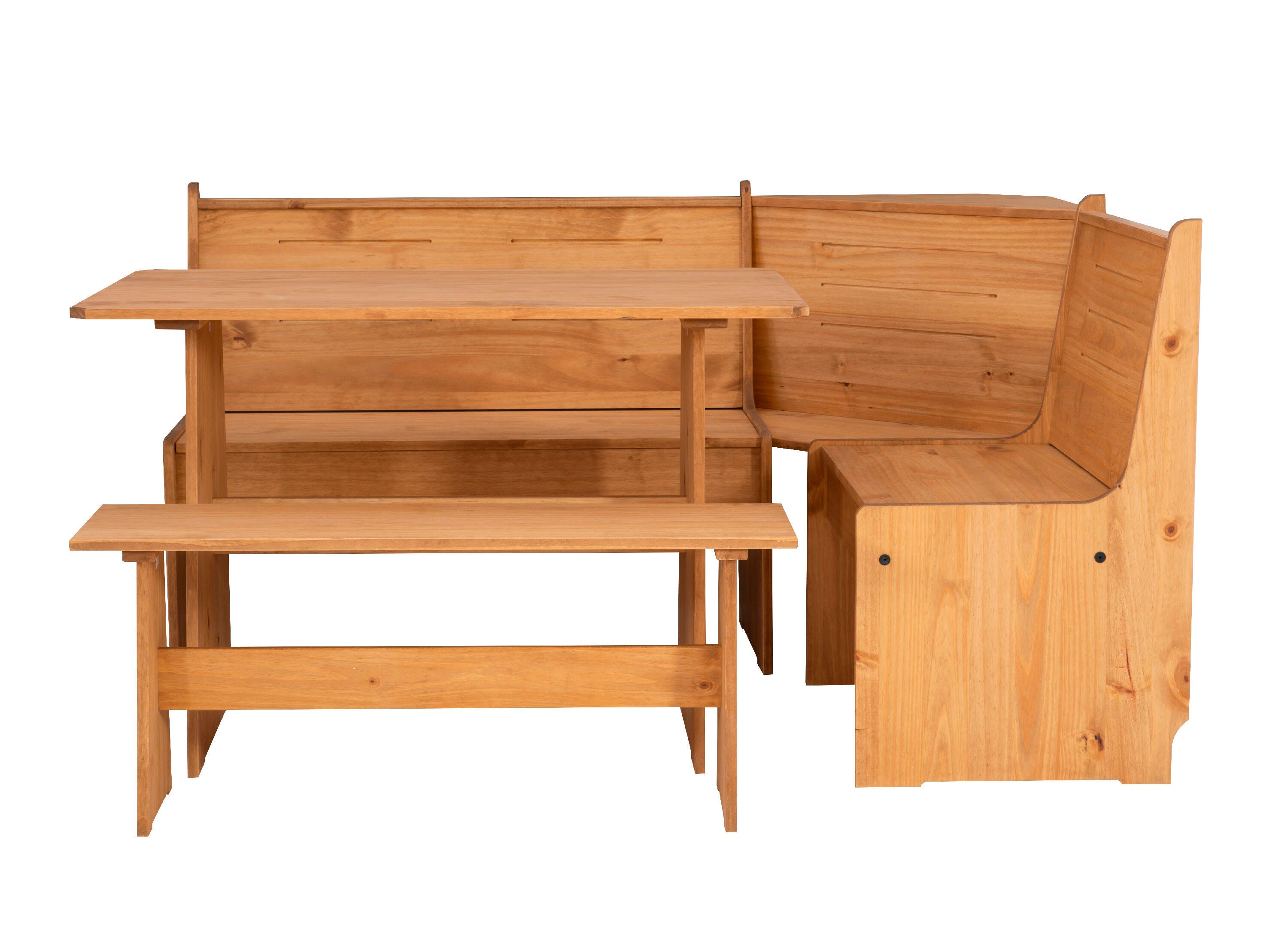 Linon Brent Corner Nook Dining Set, Natural, large