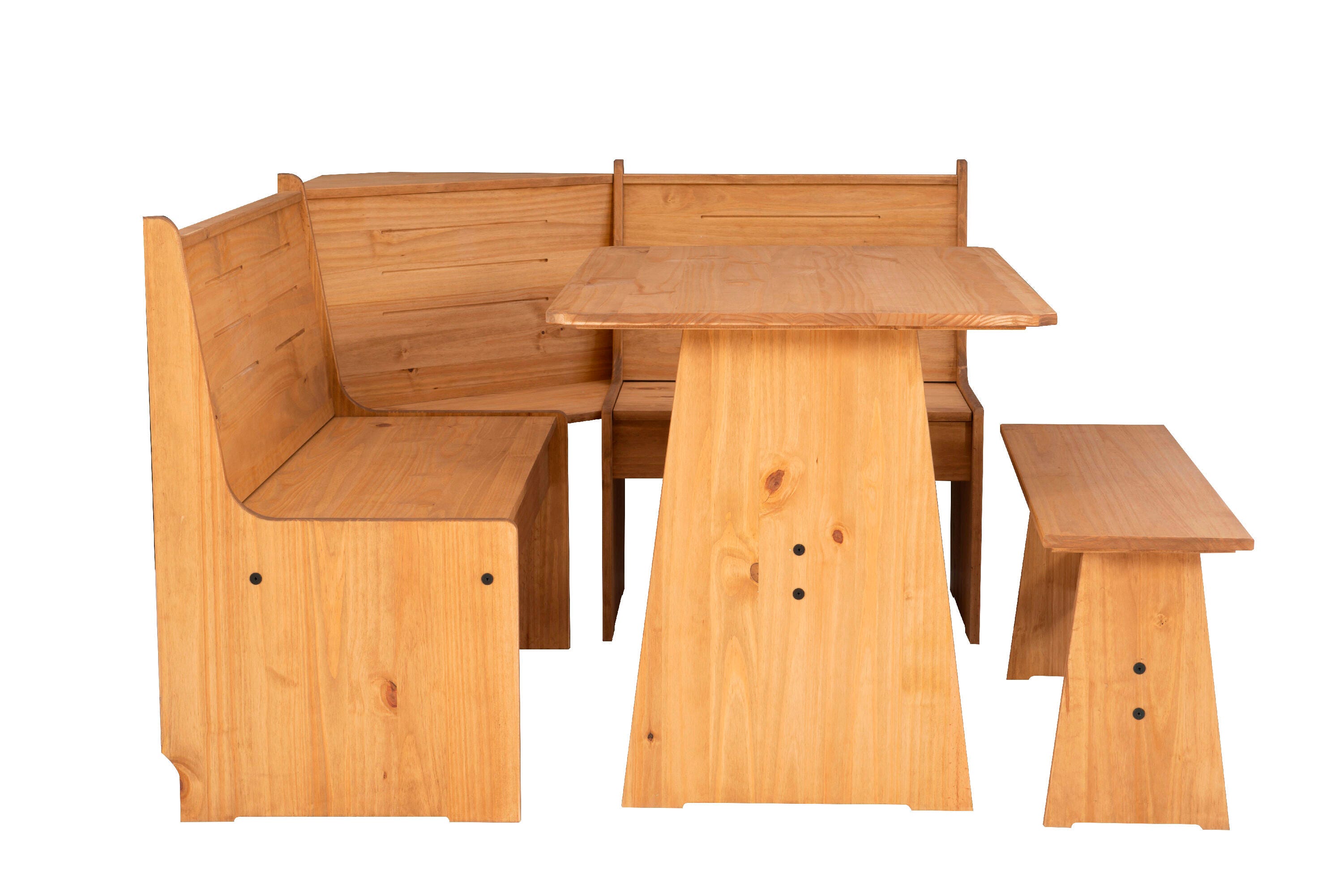 Linon Brent Corner Nook Dining Set, Natural, large