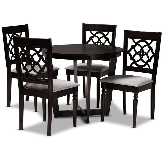Baxton Studio Valerie Dining Table and 4 Chairs Set