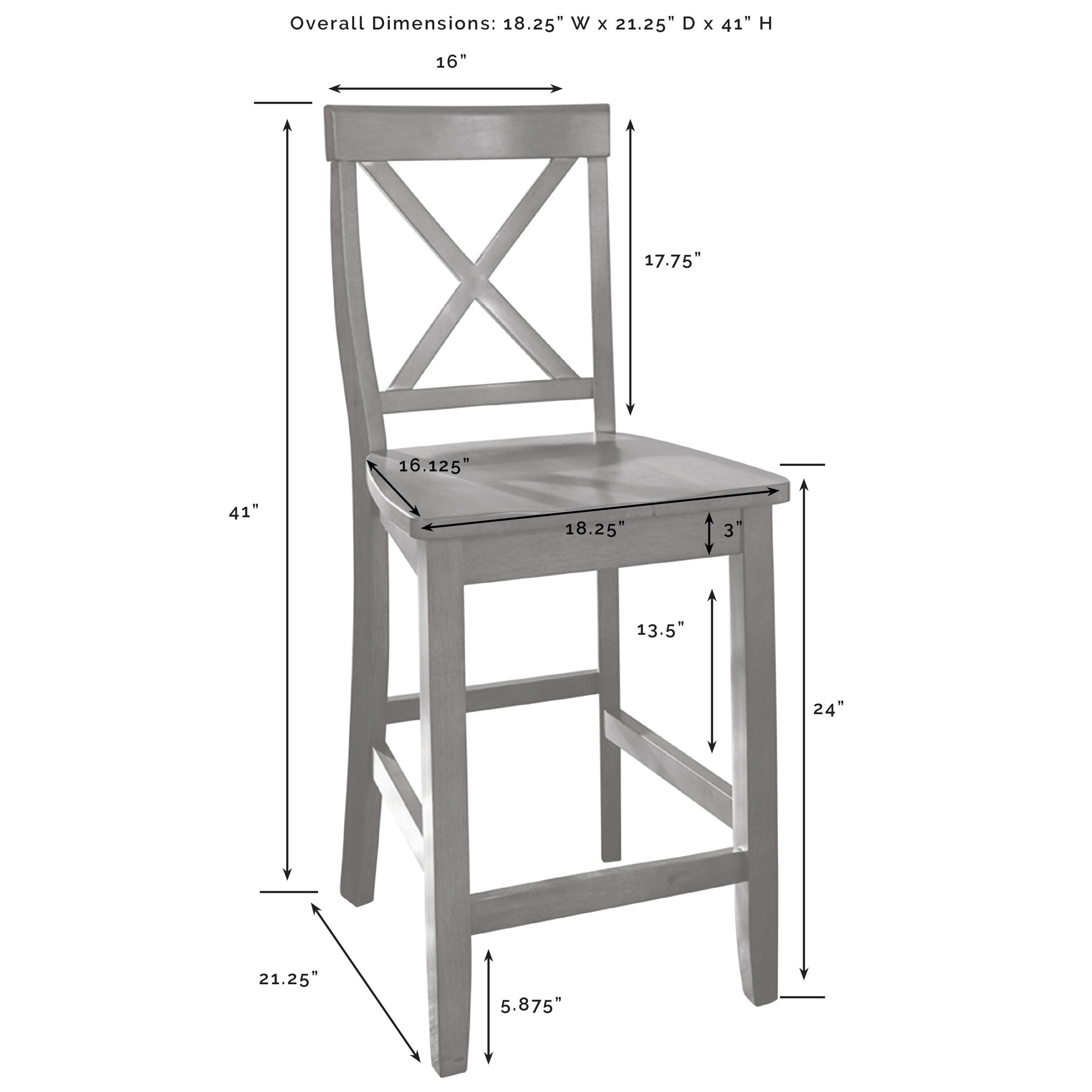 X-Back Counter Stool Set, White, large
