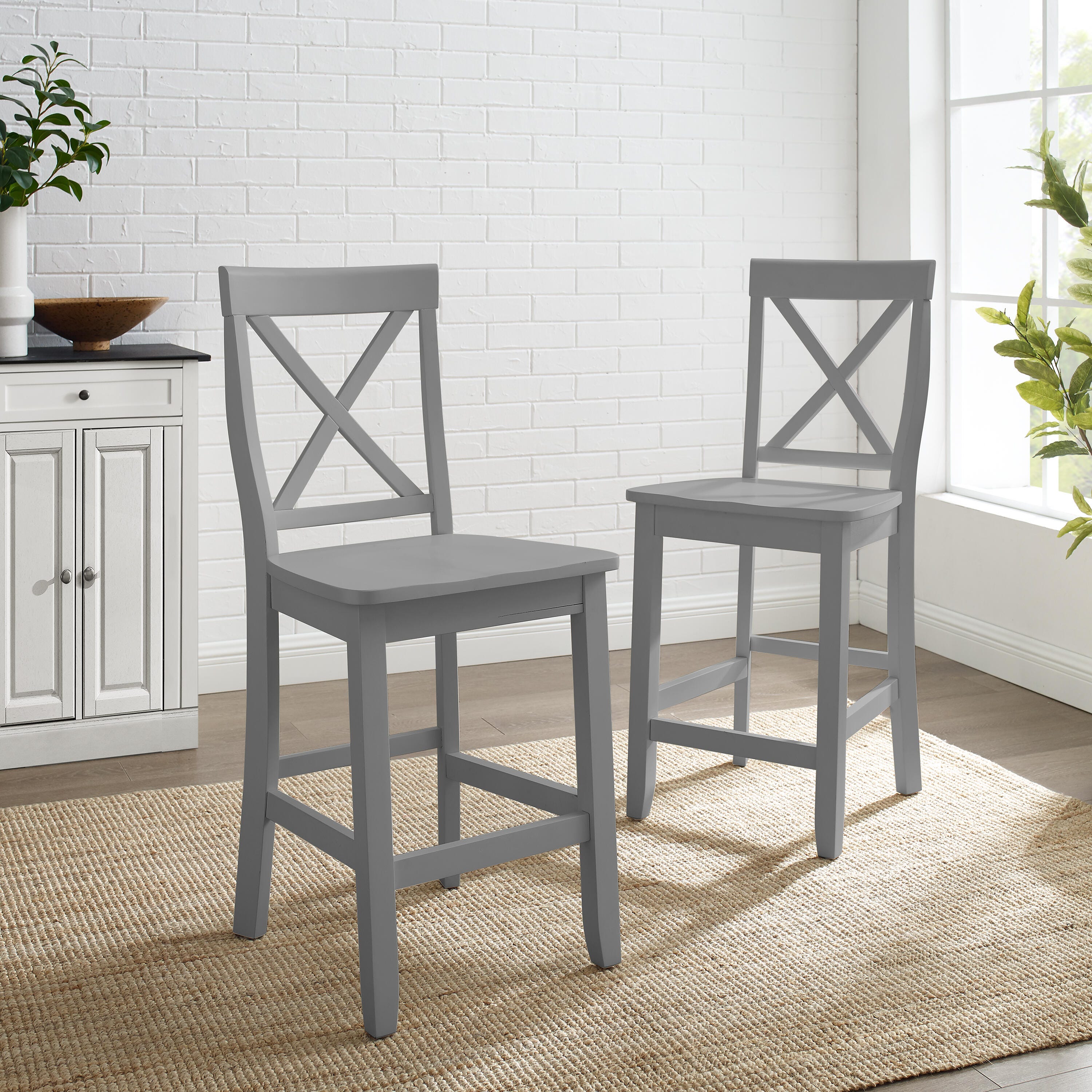 X-Back Counter Stool Set, Gray, large
