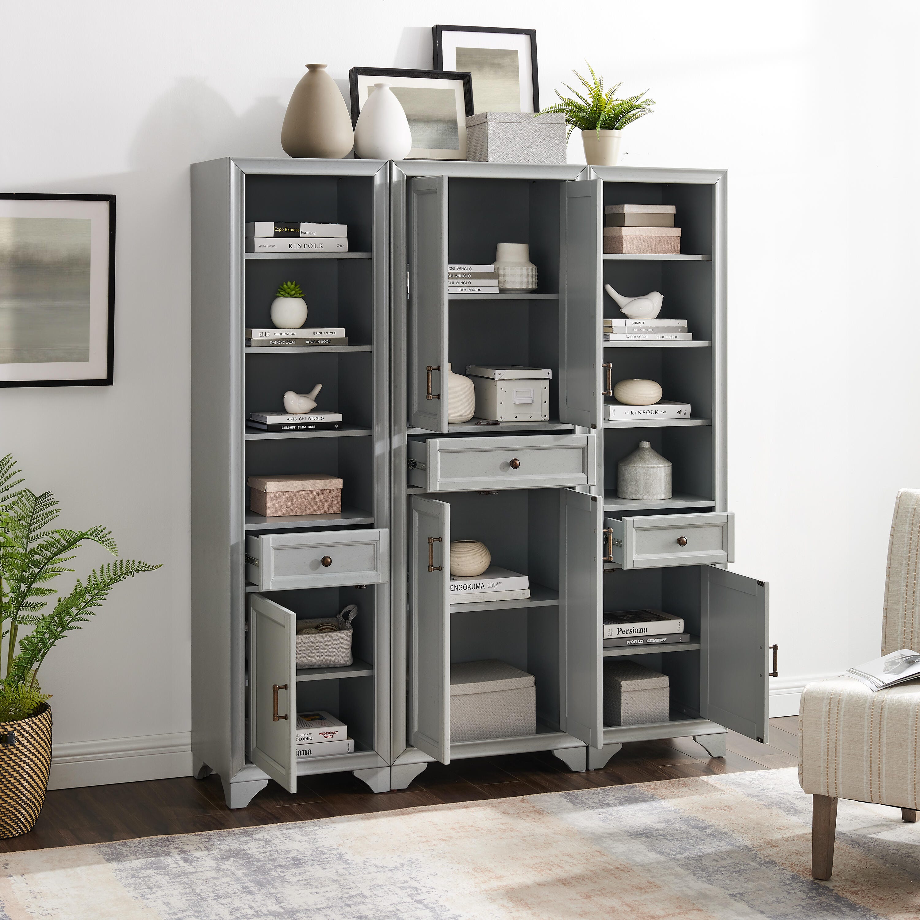 Tara 3Pc Pantry Set, Distressed Gray, large