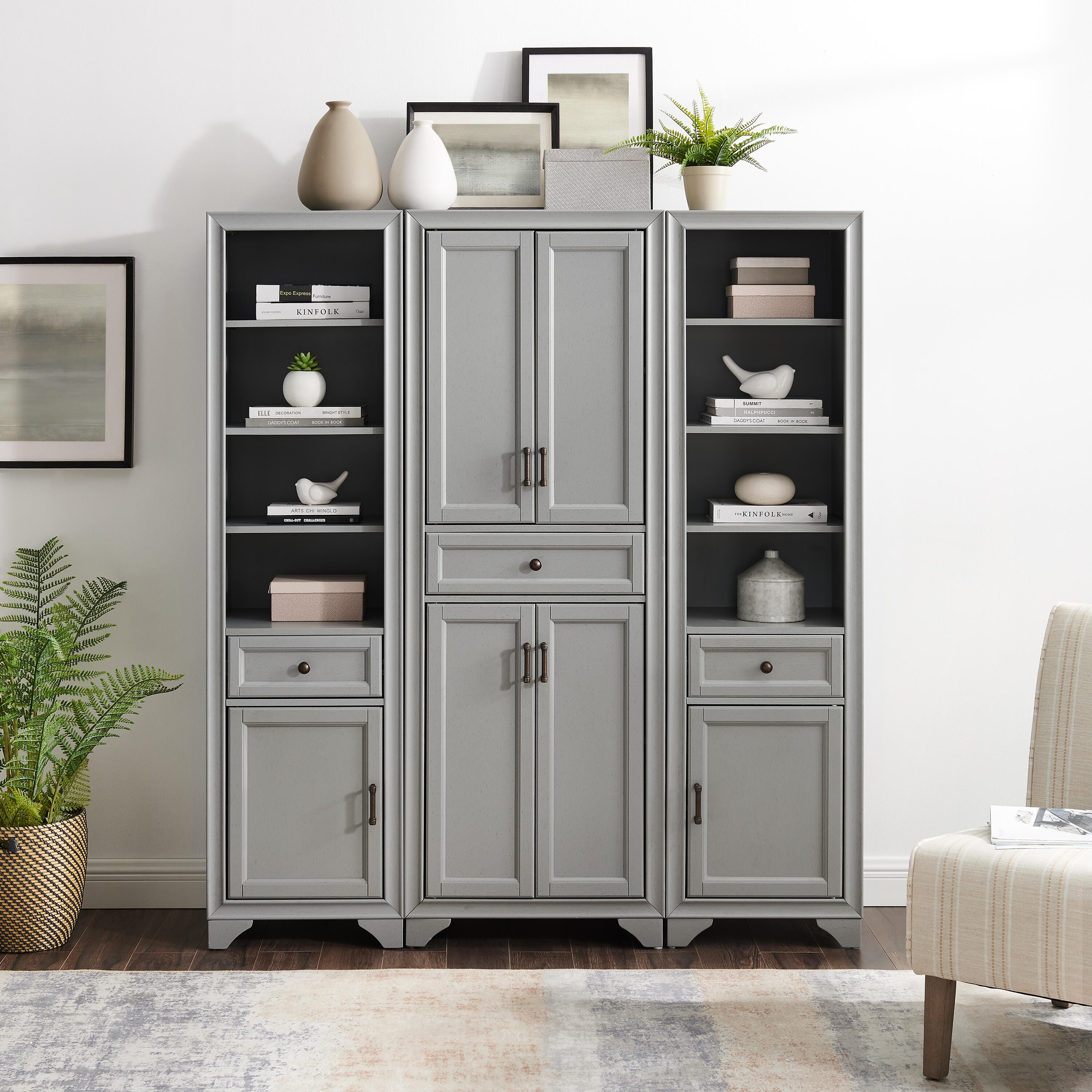 Tara 3Pc Pantry Set, Distressed Gray, large