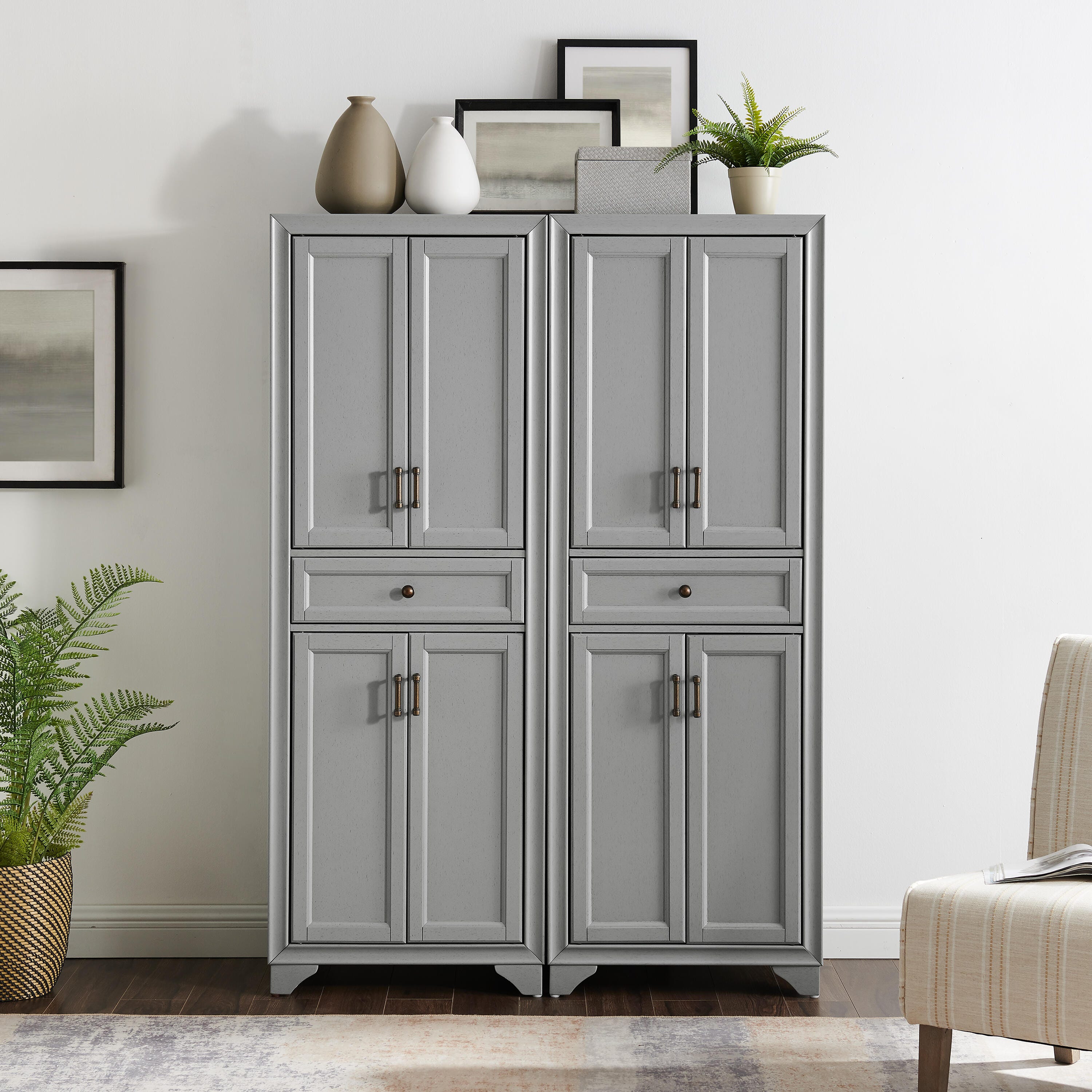 Tara 2Pc Pantry Set, Distressed Gray, large