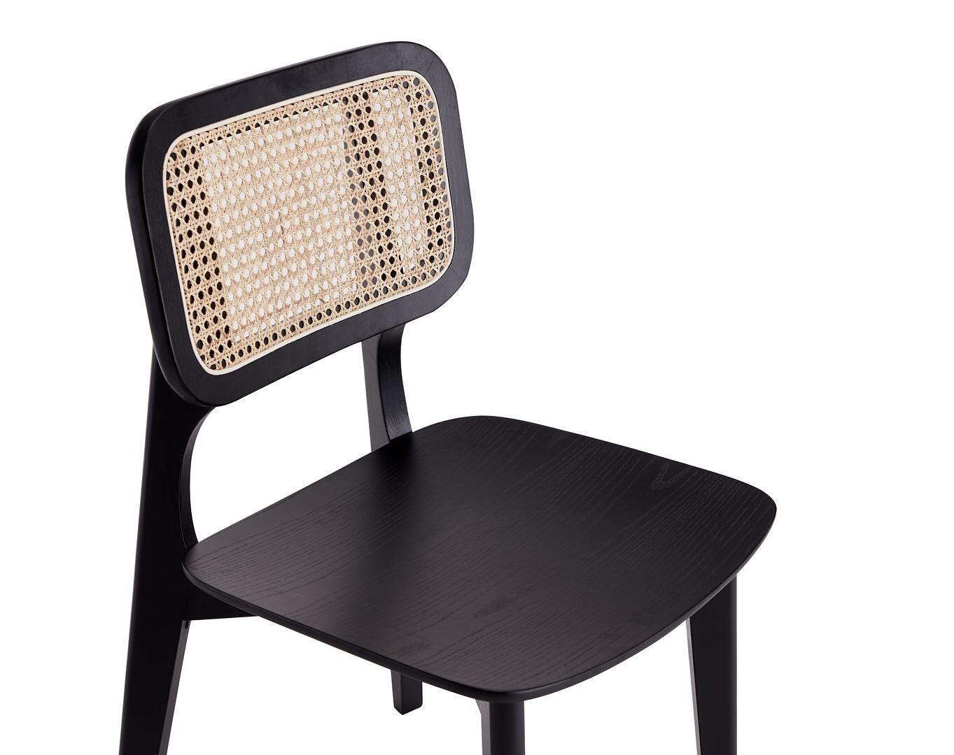 Manhattan Comfort Versailles Dining Chair (Set of 2), Black/Natural Cane, large