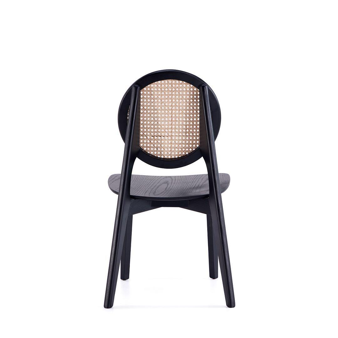 Manhattan Comfort Versailles Dining Chair (Set of 2), Black/Natural Cane, large