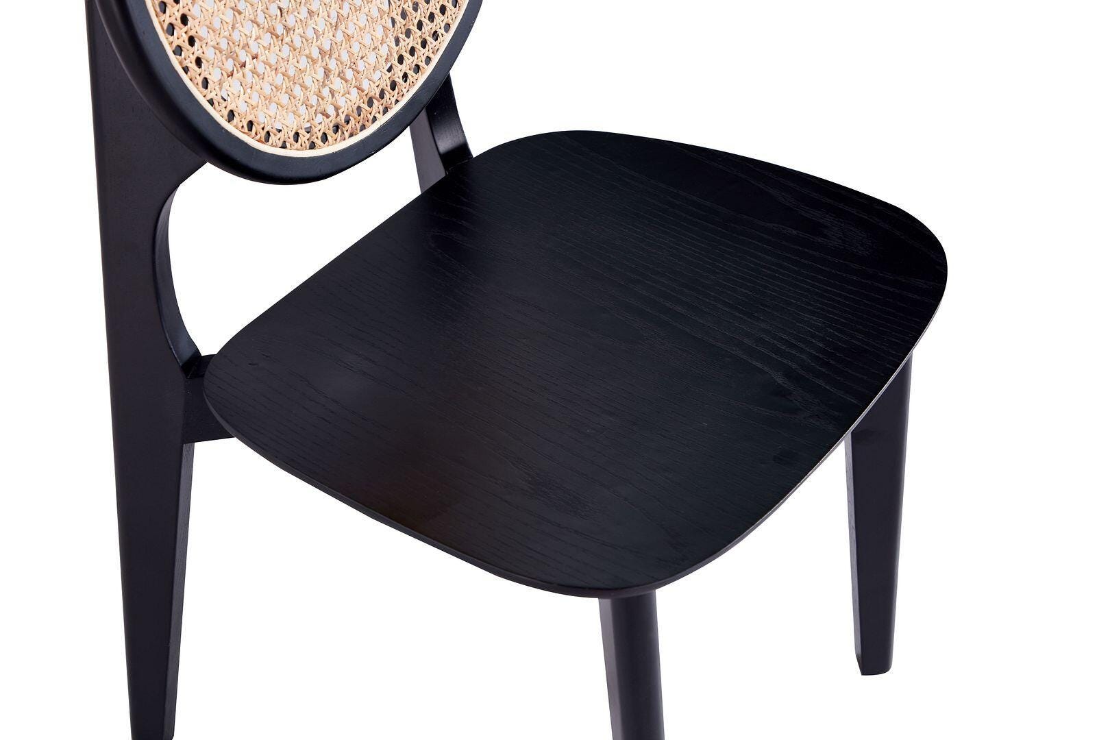 Manhattan Comfort Versailles Dining Chair (Set of 2), Black/Natural Cane, large