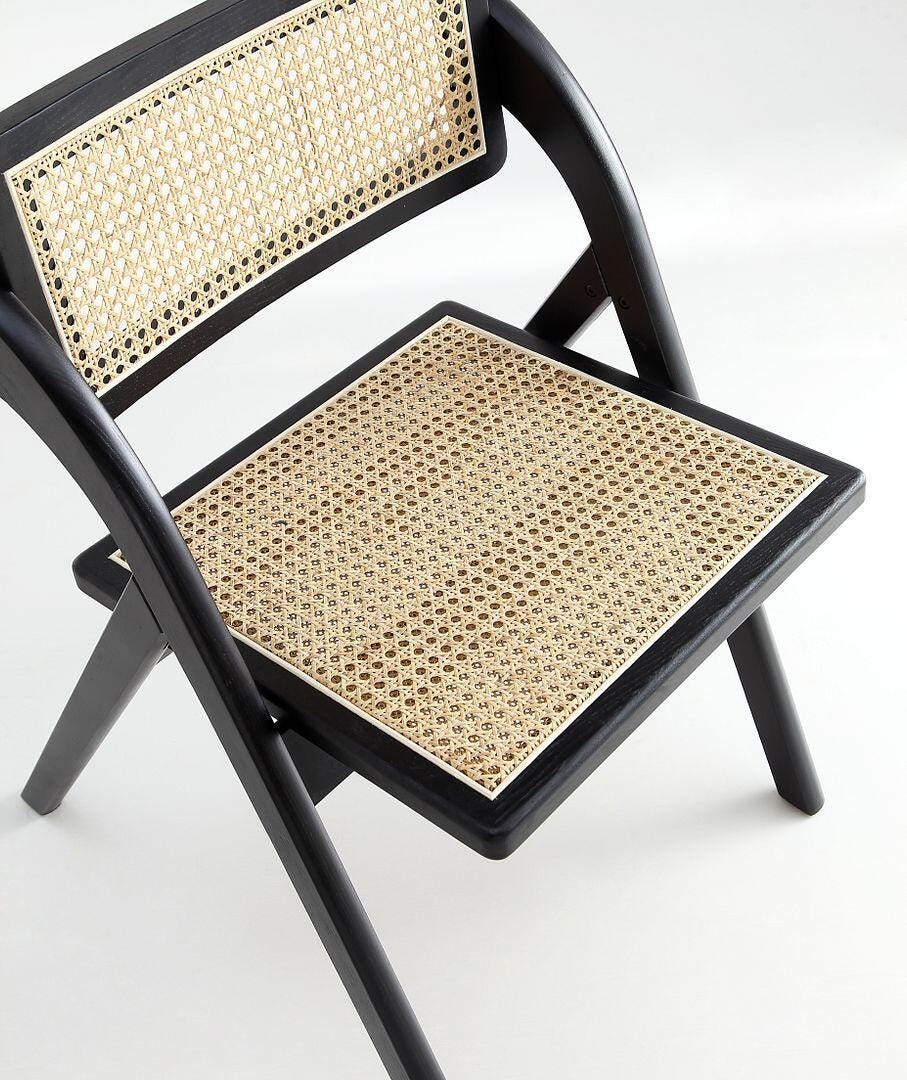 Manhattan Comfort Lambinet Dining Chair (Set of 2), Black/Natural Cane, large