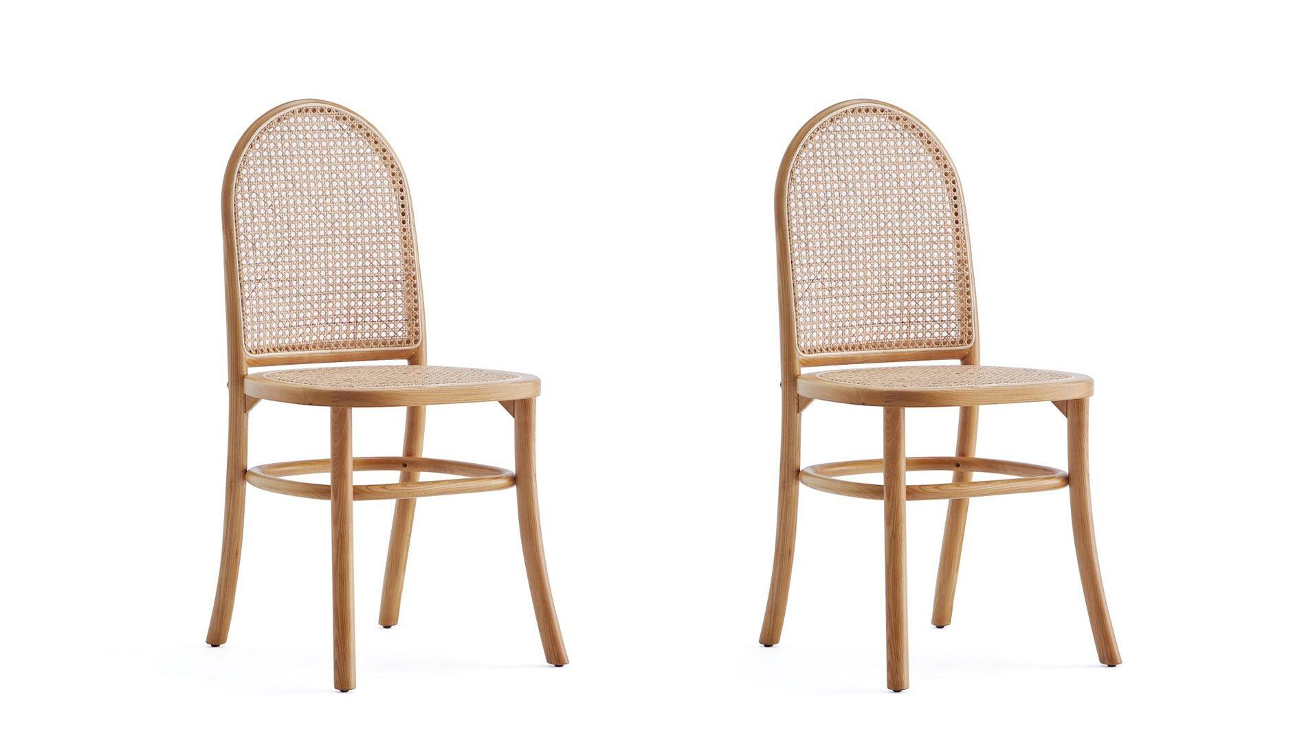 Manhattan Comfort Paragon 2.0 Dining Chair (Set of 2), Natural/Oatmeal, large