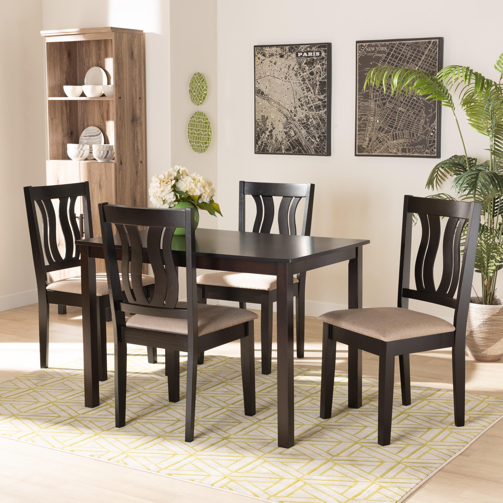 Baxton Studio Fenton 5-Piece Dining Set, , large
