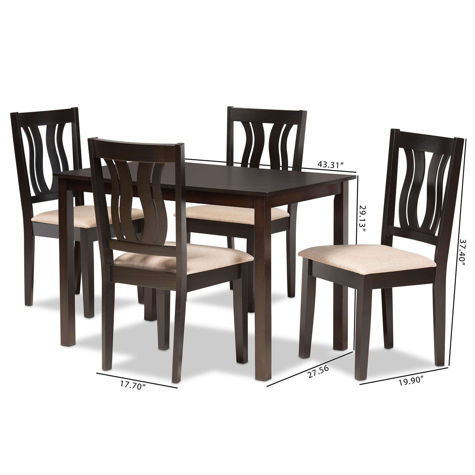 Baxton Studio Fenton 5-Piece Dining Set, , large
