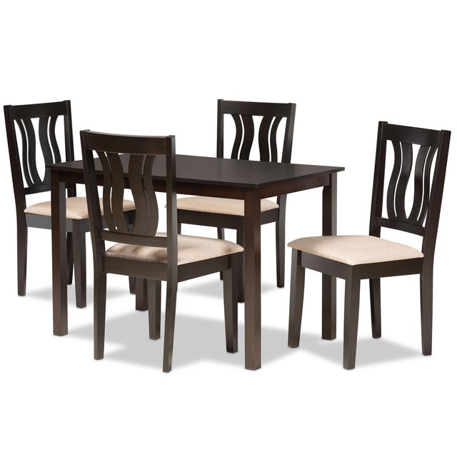 Baxton Studio Fenton Dining Table and 4 Chairs Set
