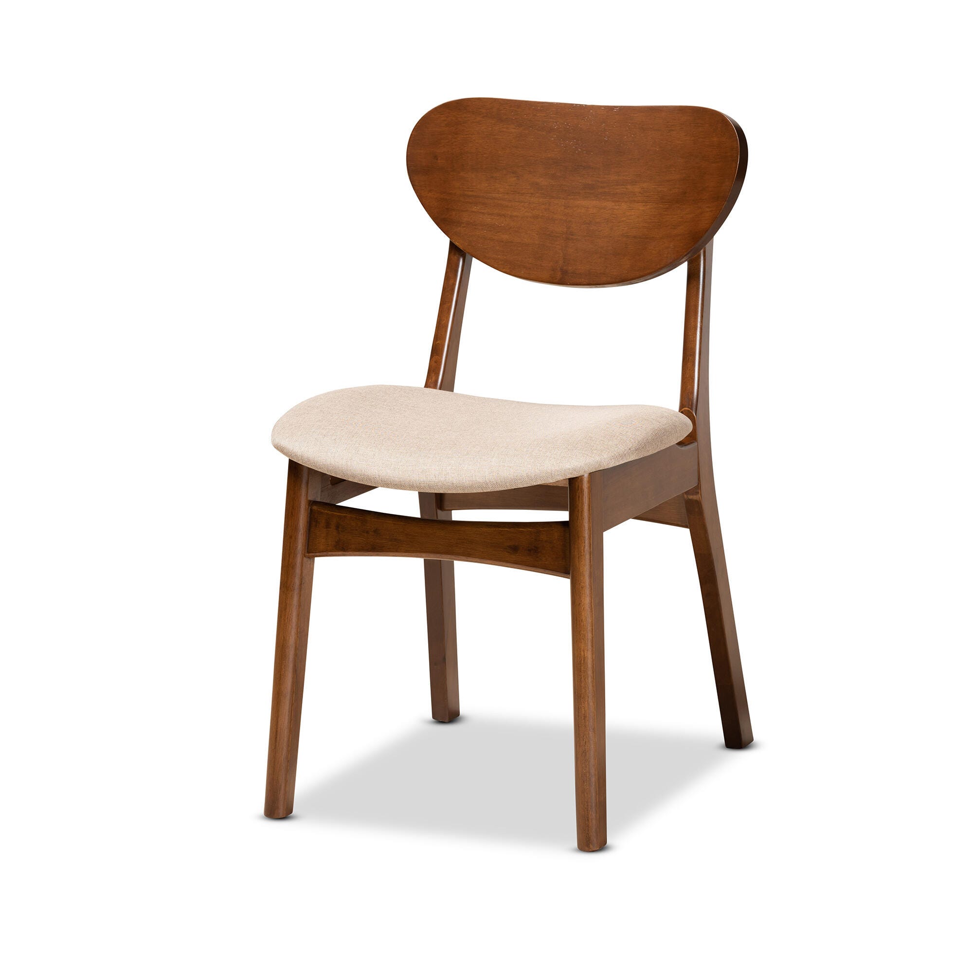 Baxton Studio Katya Upholstered 5-Piece Dining Set, Sand/Walnut Brown, large