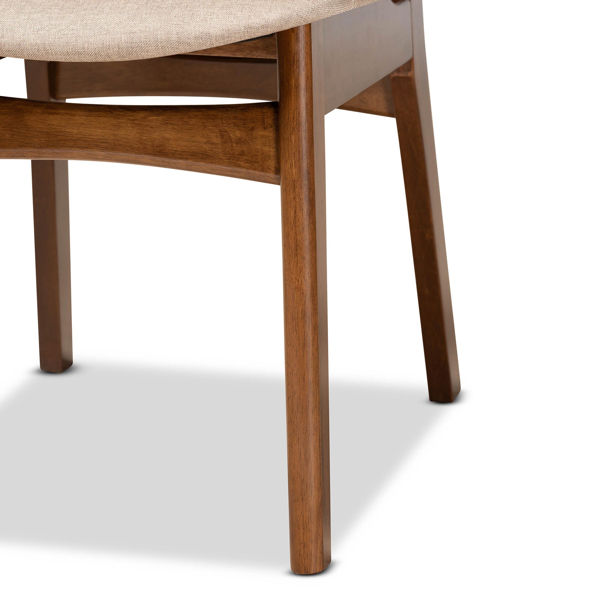 Baxton Studio Katya Upholstered 5-Piece Dining Set, Sand/Walnut Brown, large