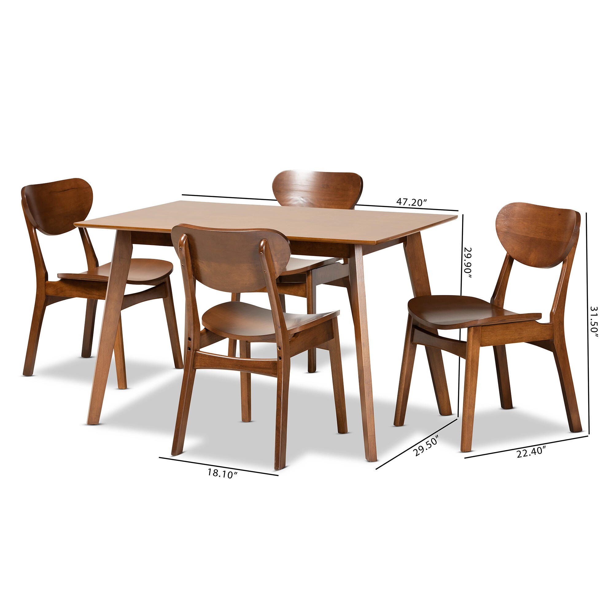 Baxton Studio Katya 5-Piece Dining Set, , large