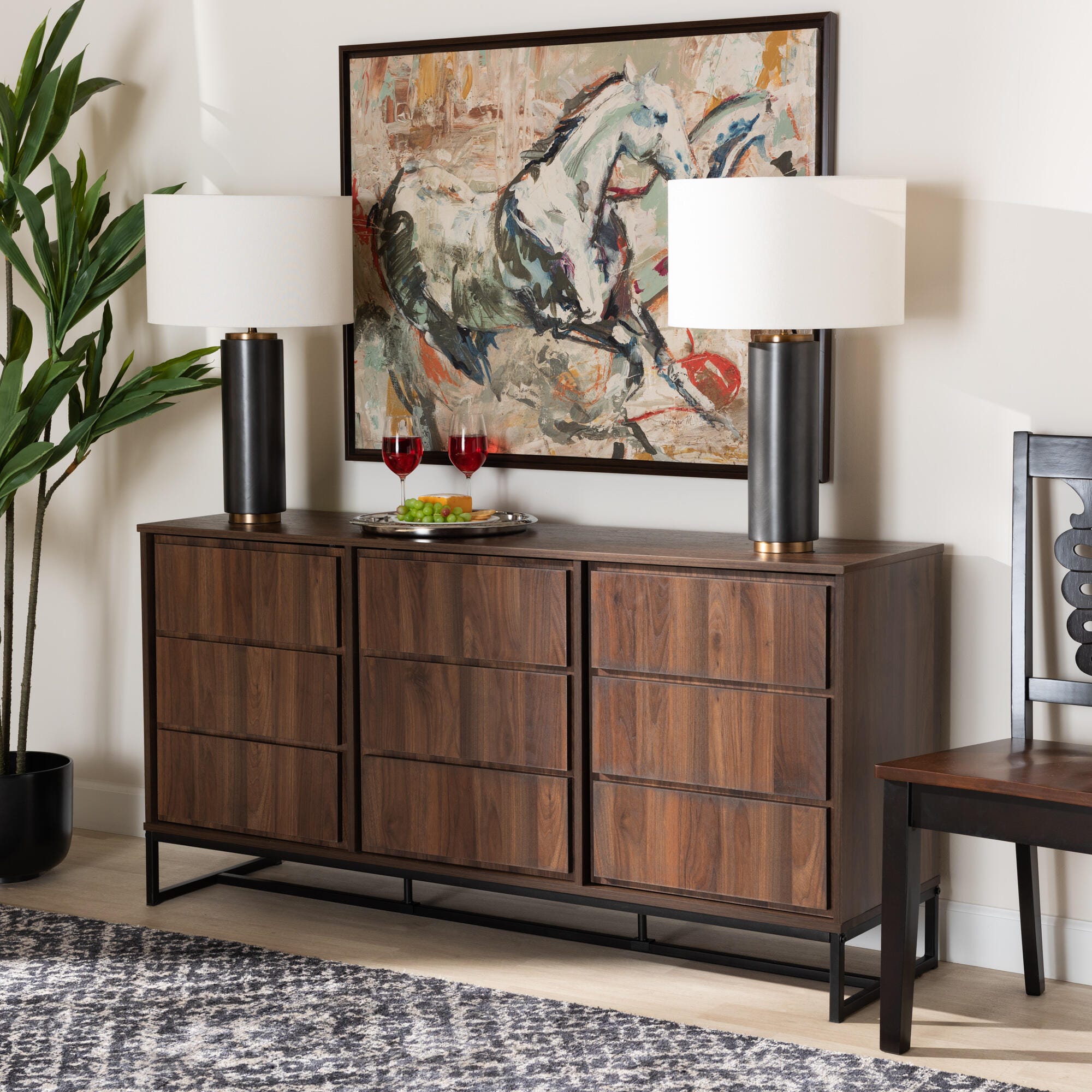 Baxton Studio Neil 3-Door Dining Room Sideboard Buffet, , large