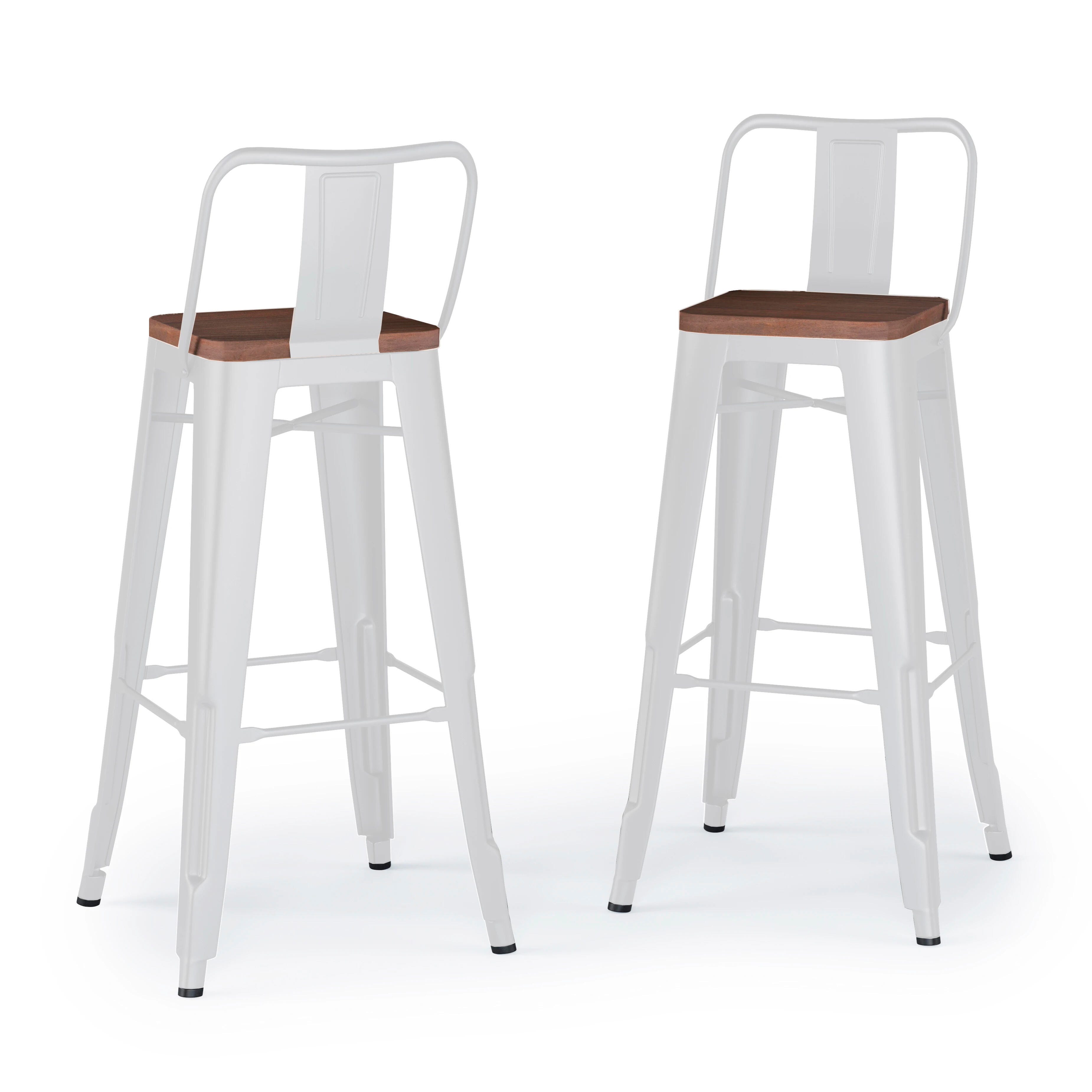 Simpli Home Rayne Bar Stool (Set of 2), White, large