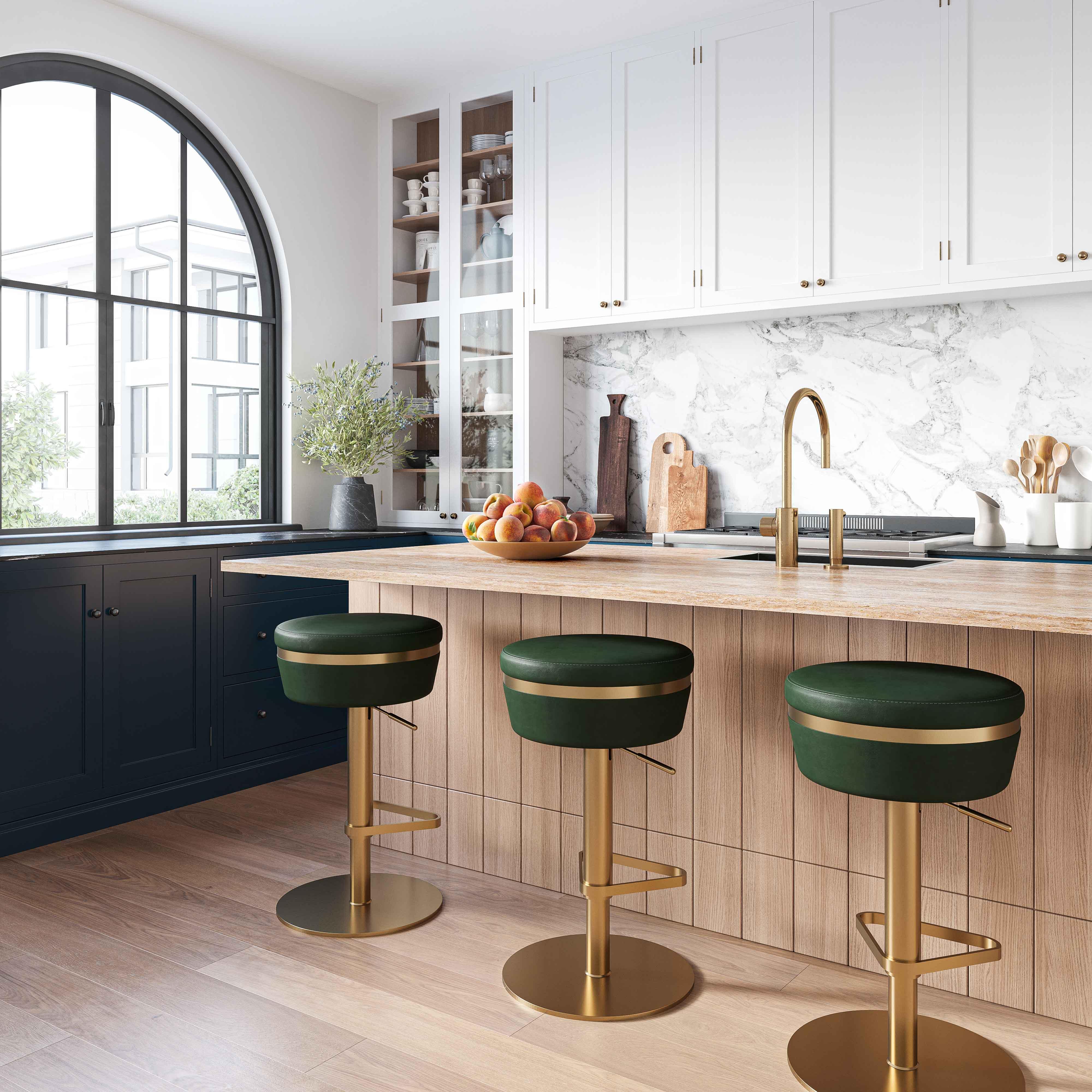 TOV Furniture Astro Malachite Green and Gold Adjustable Stool, , rollover