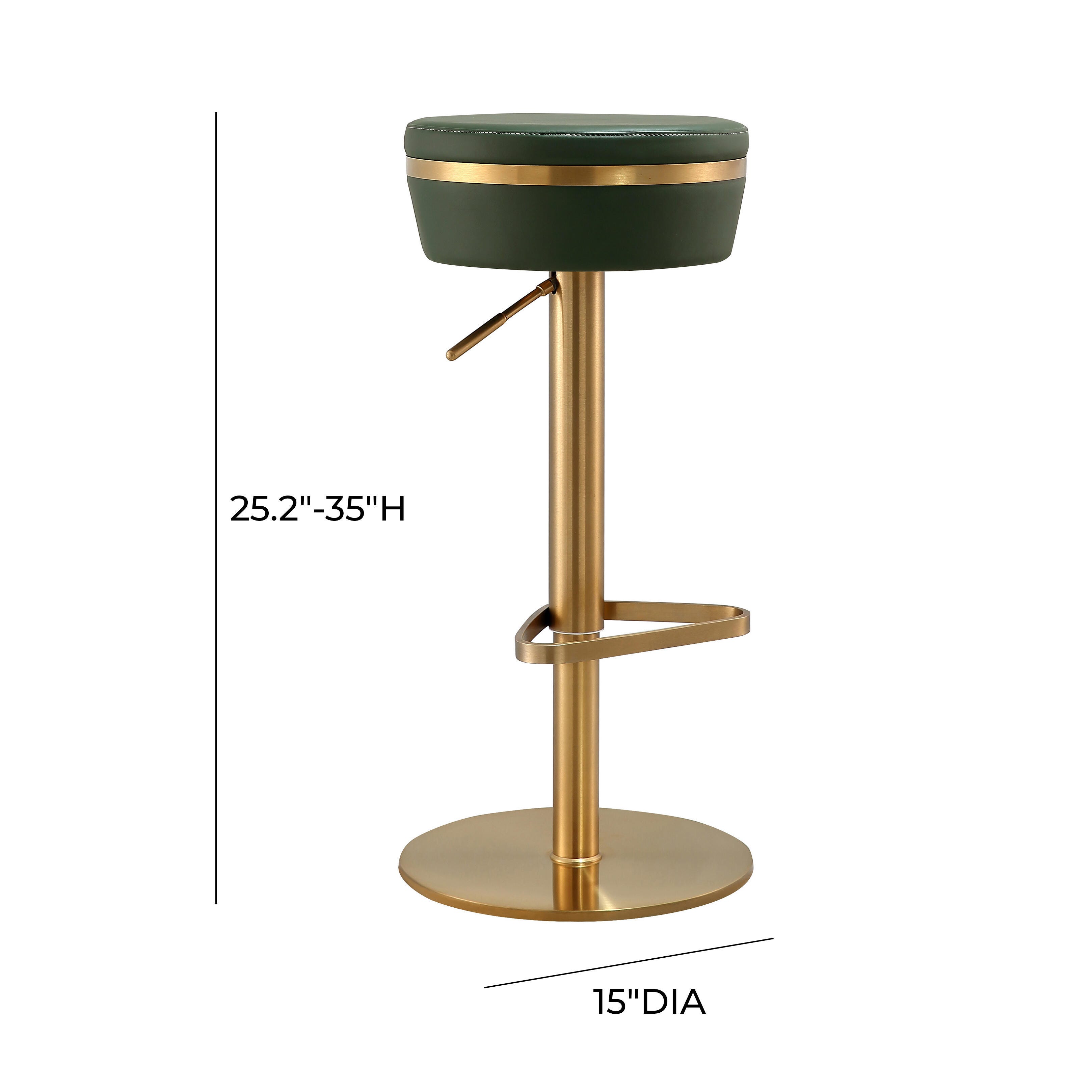 TOV Furniture Astro Astro Malachite Green and Gold Adjustable Stool, , large