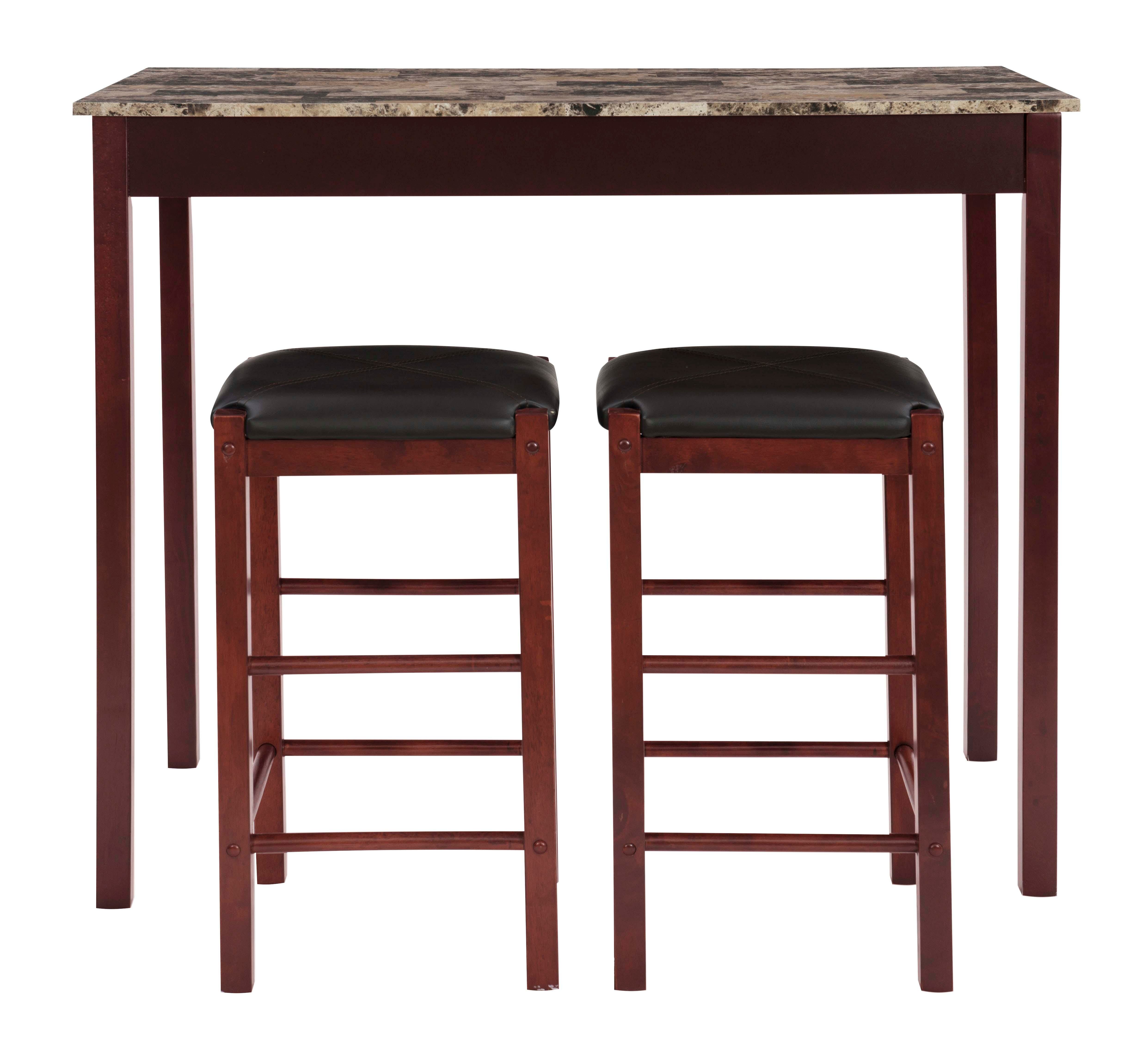 Linon Iris Dining Table and 2 Barstools Set, Espresso, large