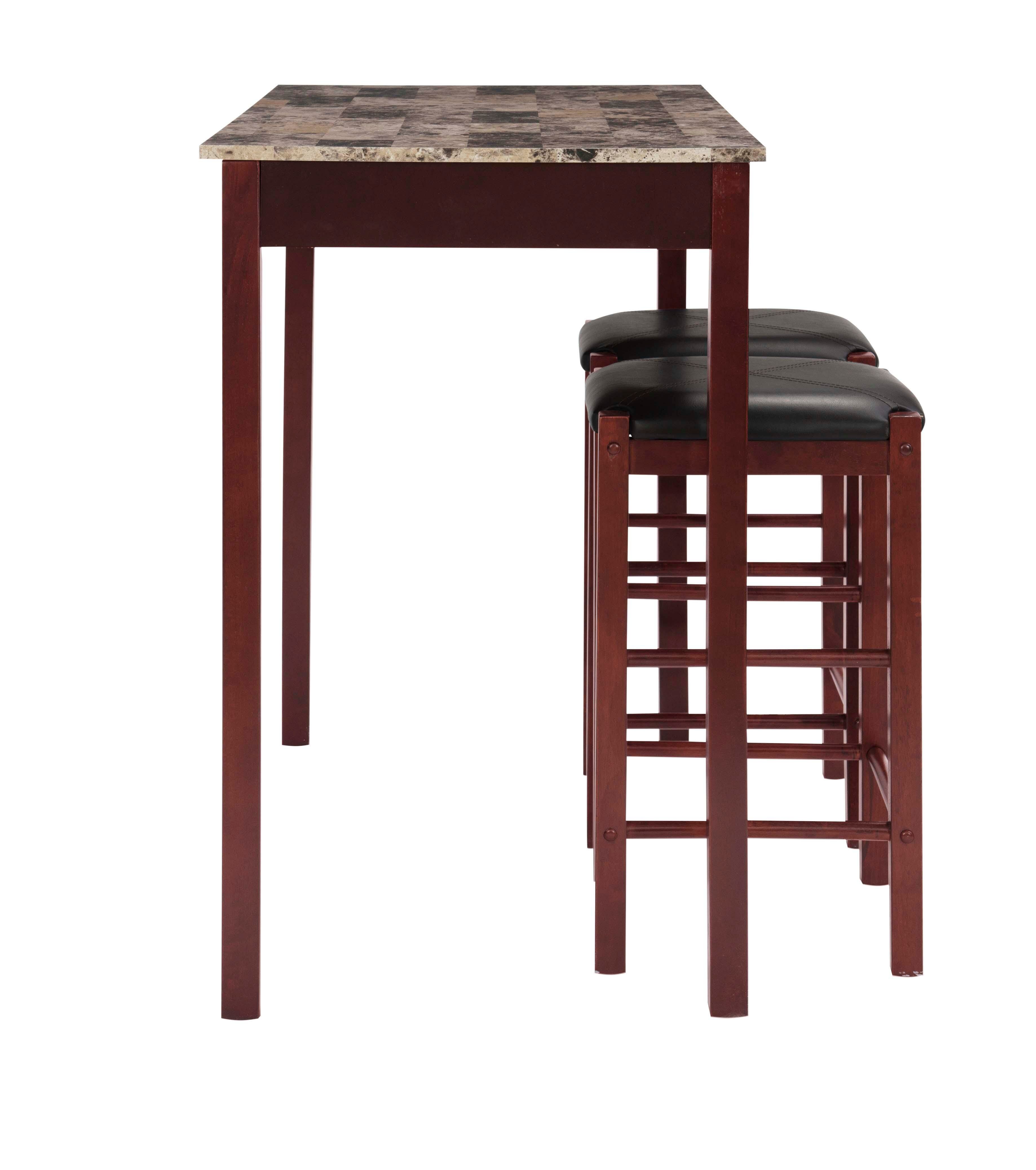 Linon Iris Dining Table and 2 Barstools Set, Espresso, large