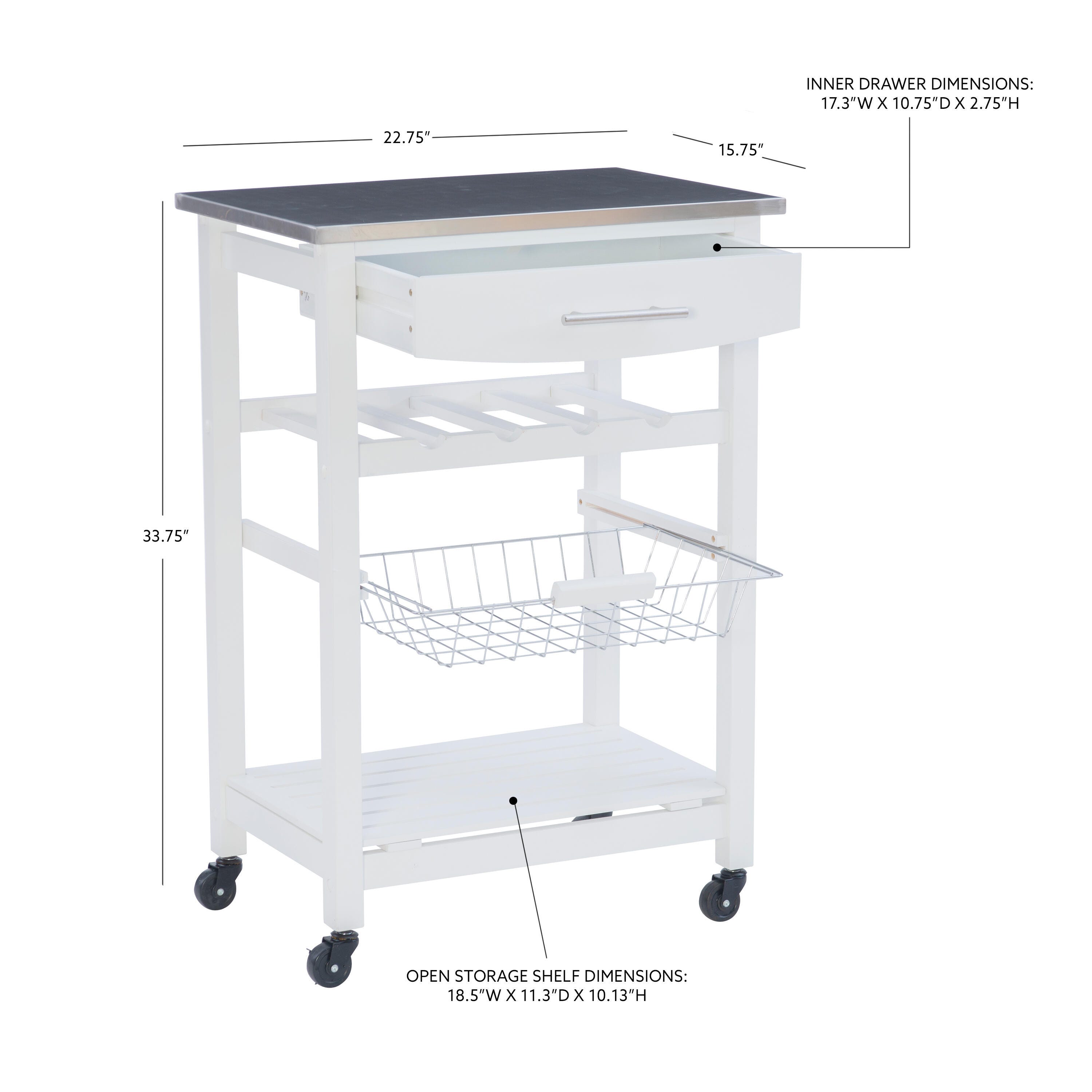 Linon Shea White Kitchen Cart, , large