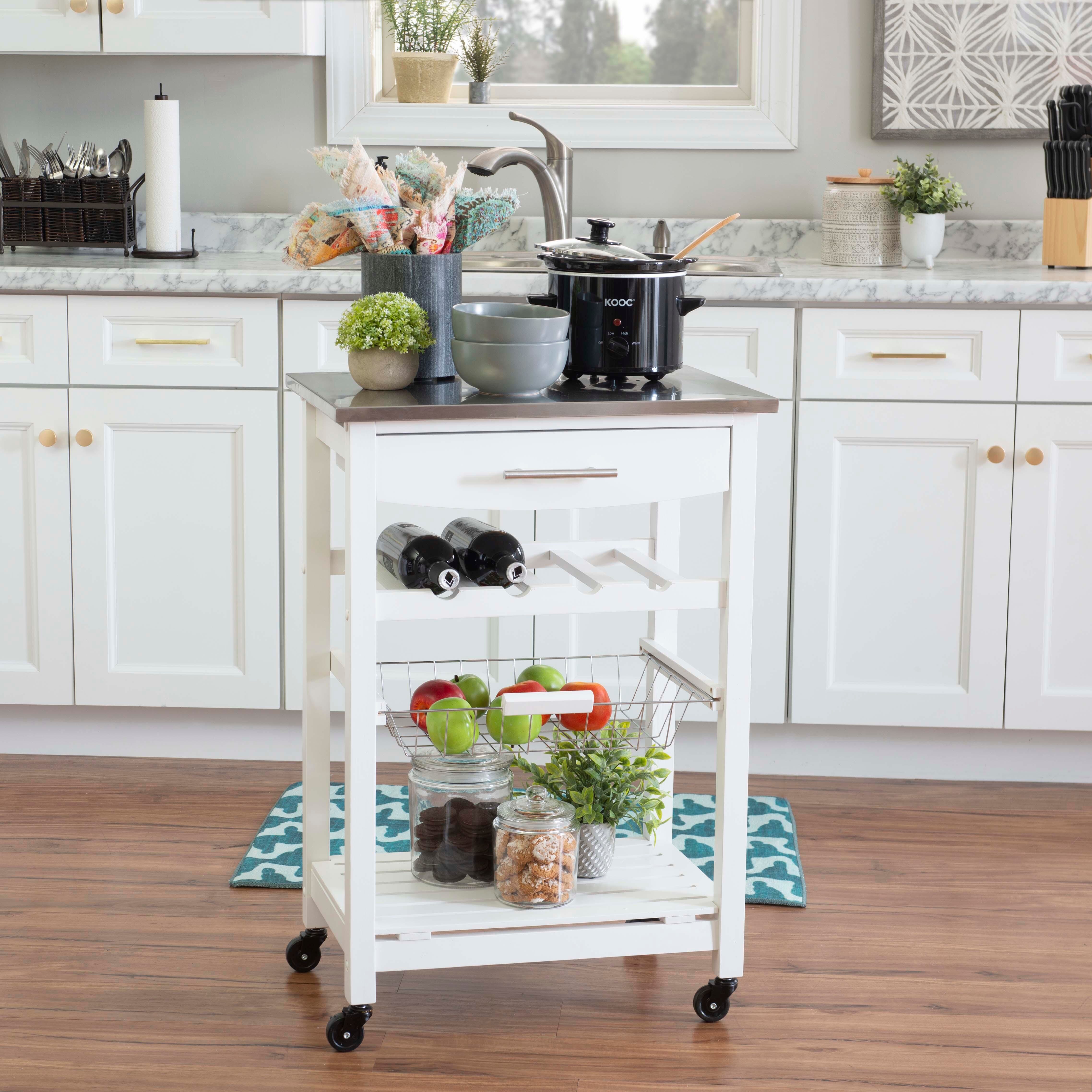 Linon Shea White Kitchen Cart, , large