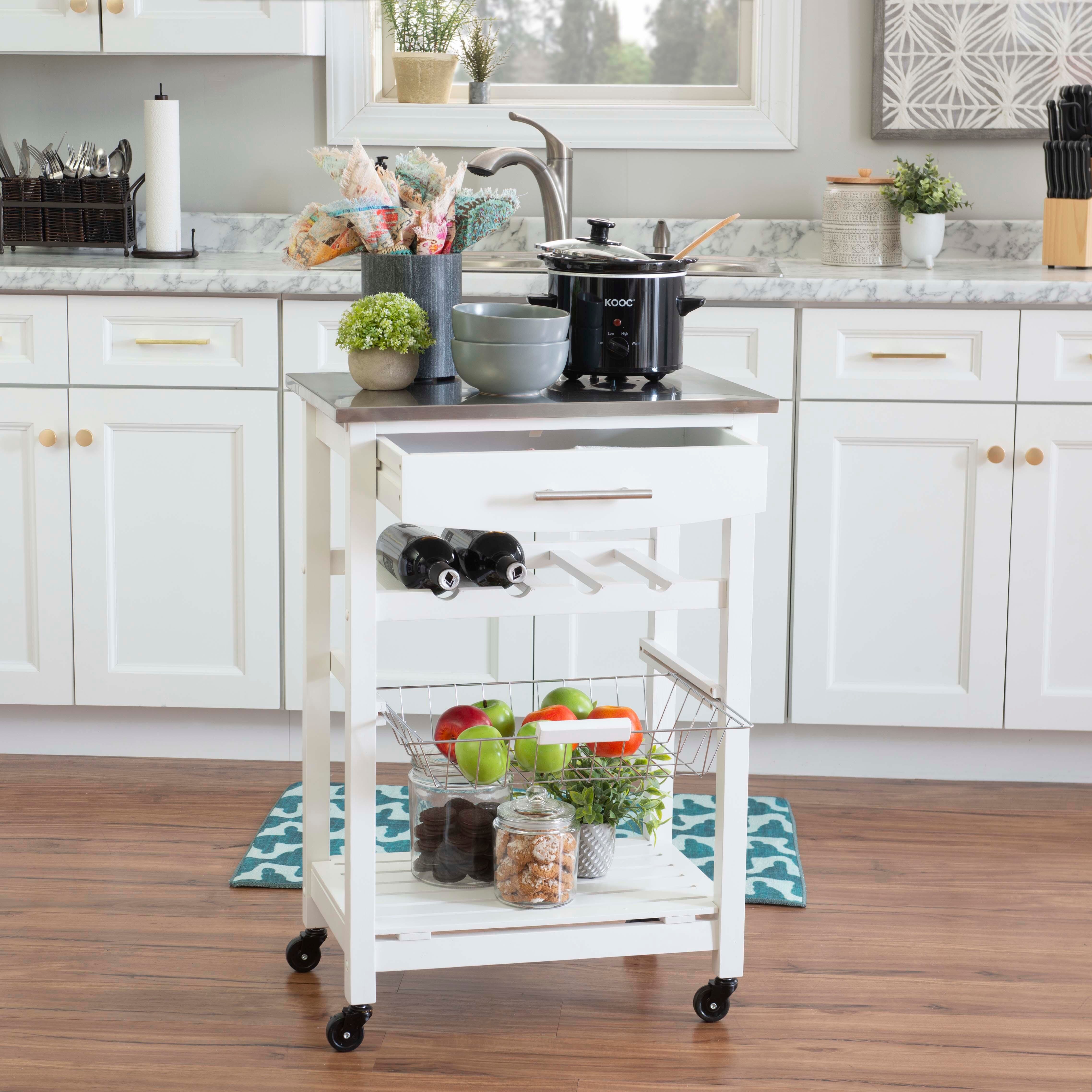 Linon Shea White Kitchen Cart, , large