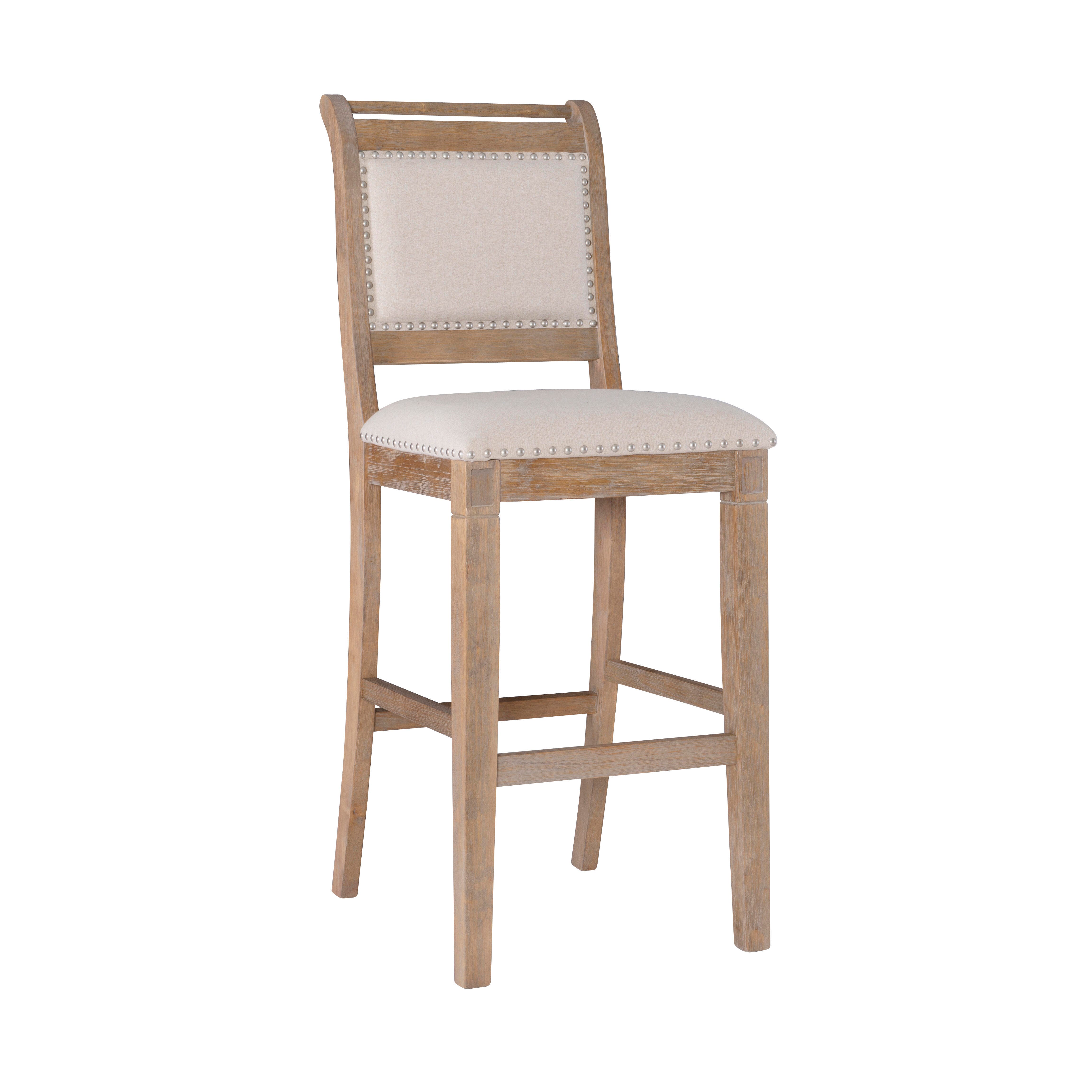 Linon Meri Bar Stool, Gray Washed, large