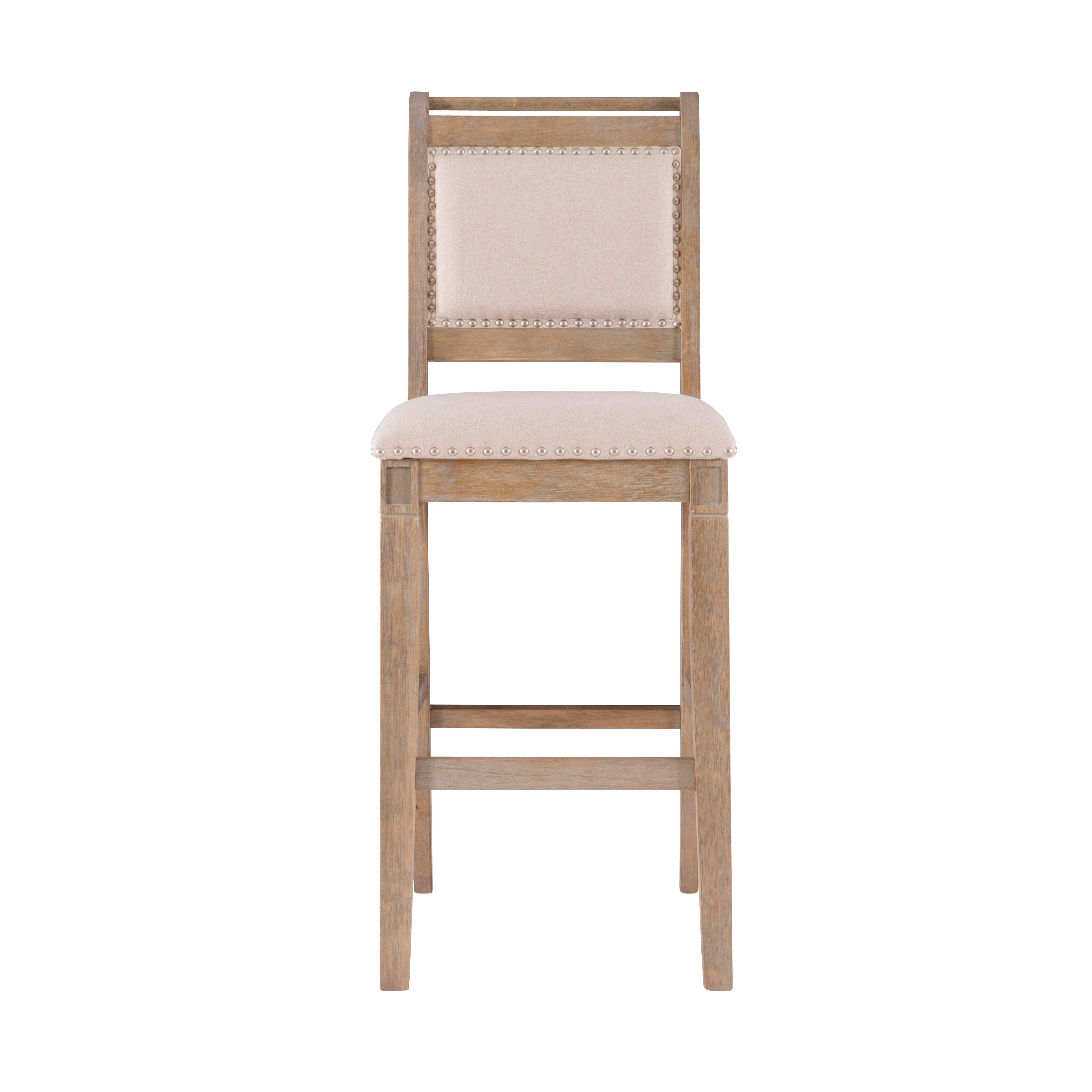Linon Meri Bar Stool, Gray Washed, large