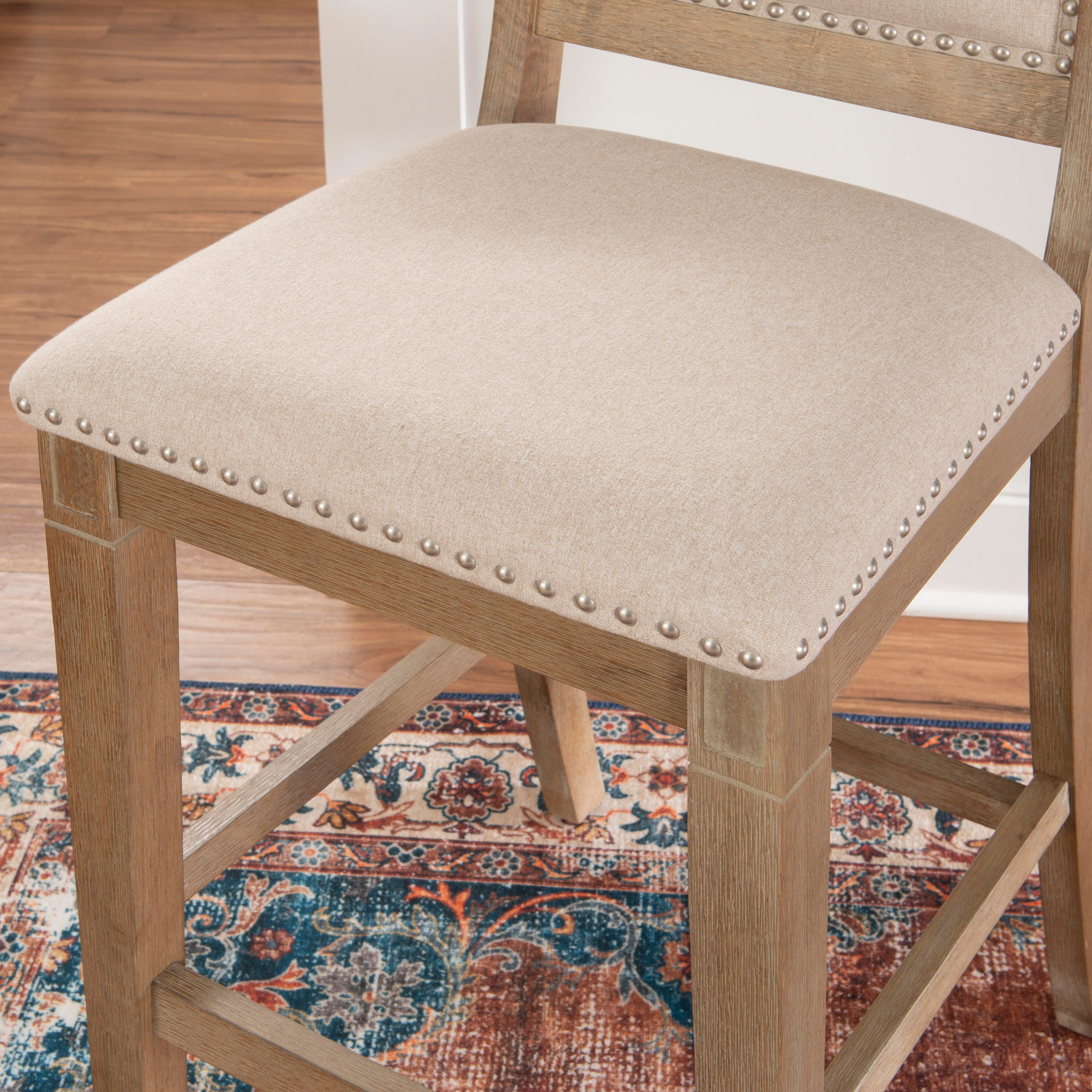 Linon Meri Counter Stool, Gray Washed, large
