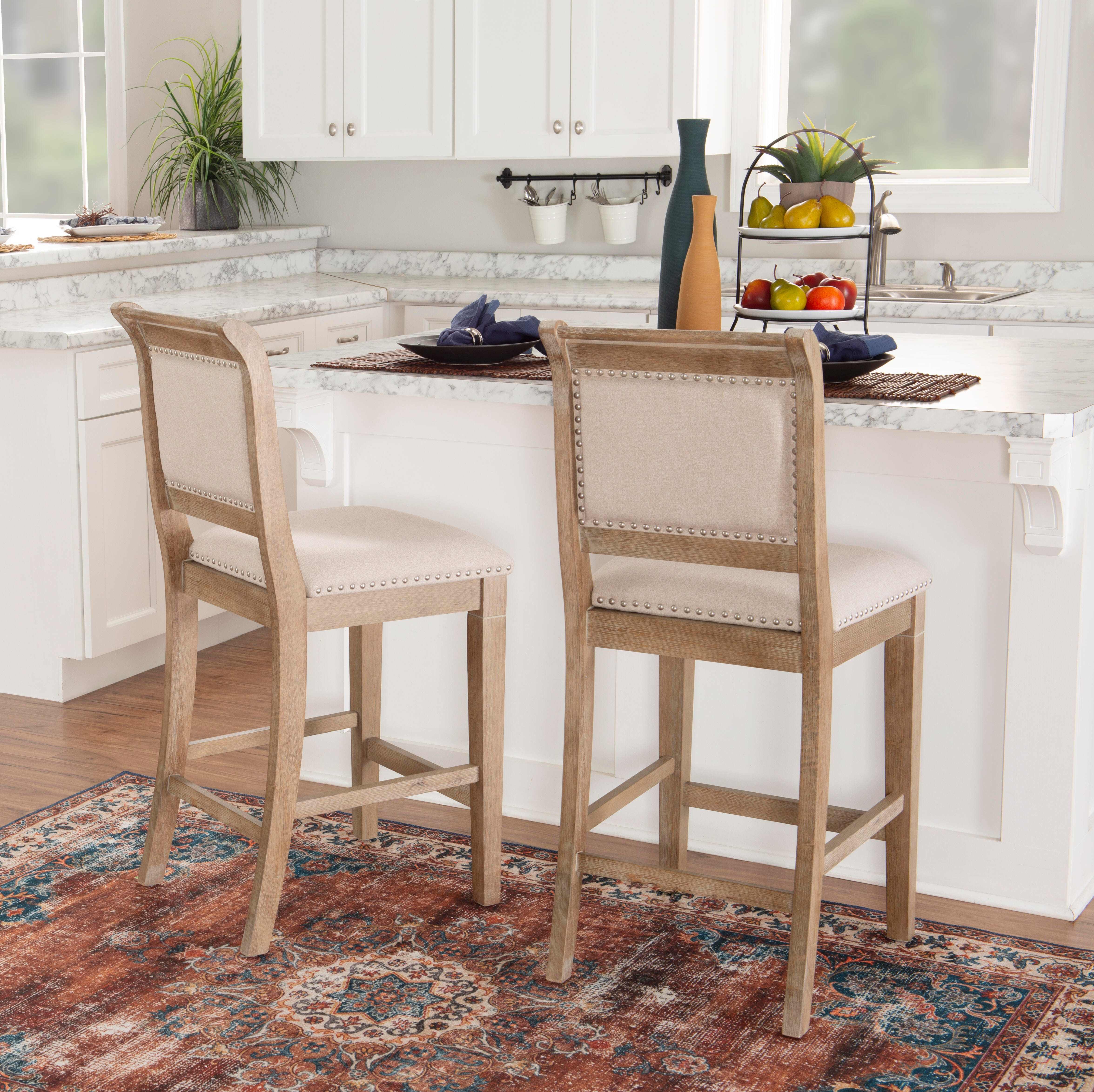 Linon Meri Counter Stool, Gray Washed, large