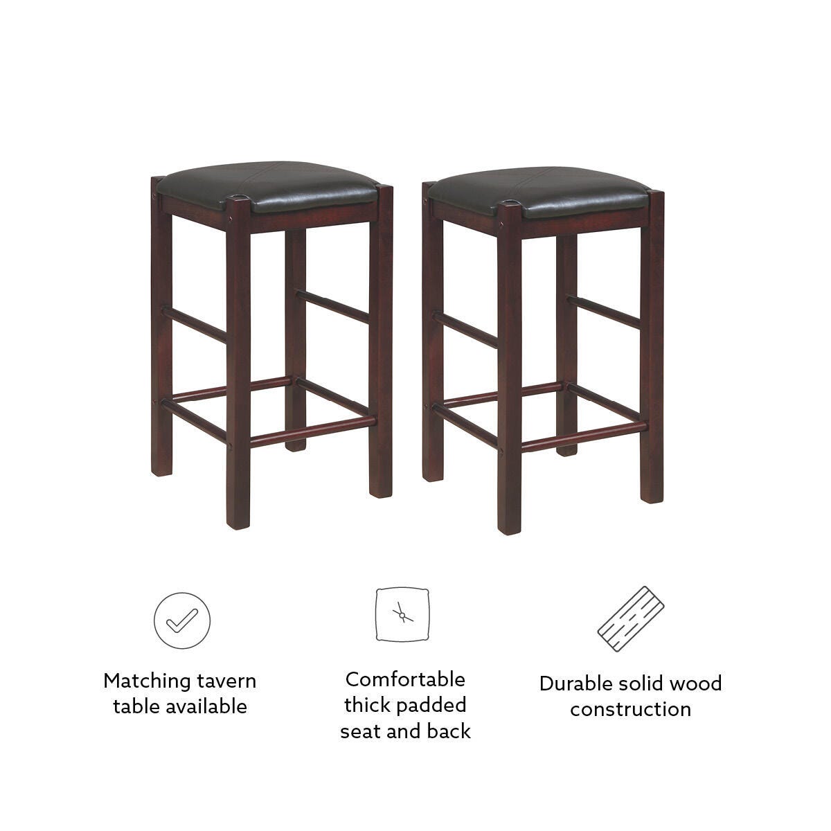 Linon Iris Backless Counter Stools (Set of 2), Espresso, large