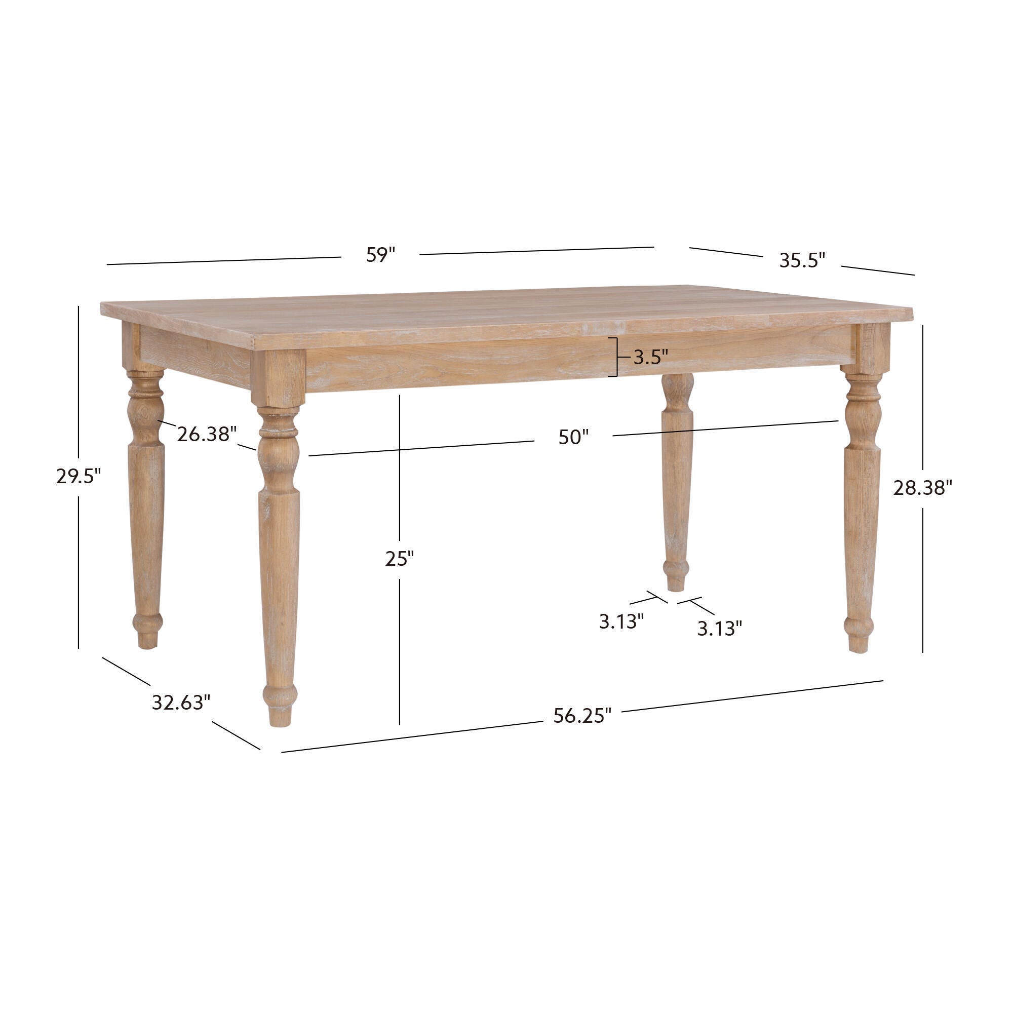 Linon Ivey Rectangle Dining Table, , large