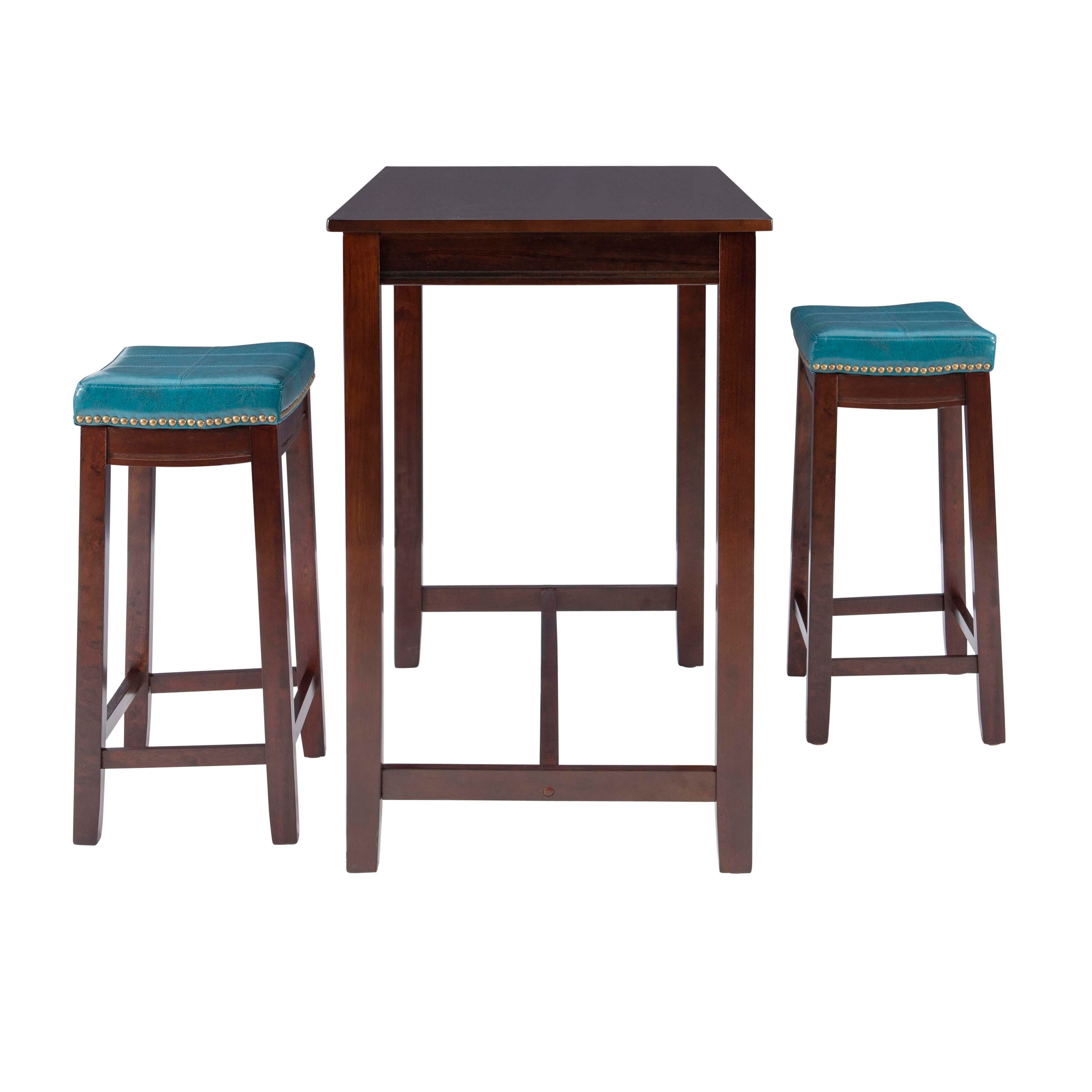 Linon Claridge Three Piece Counter Set, Blue, large