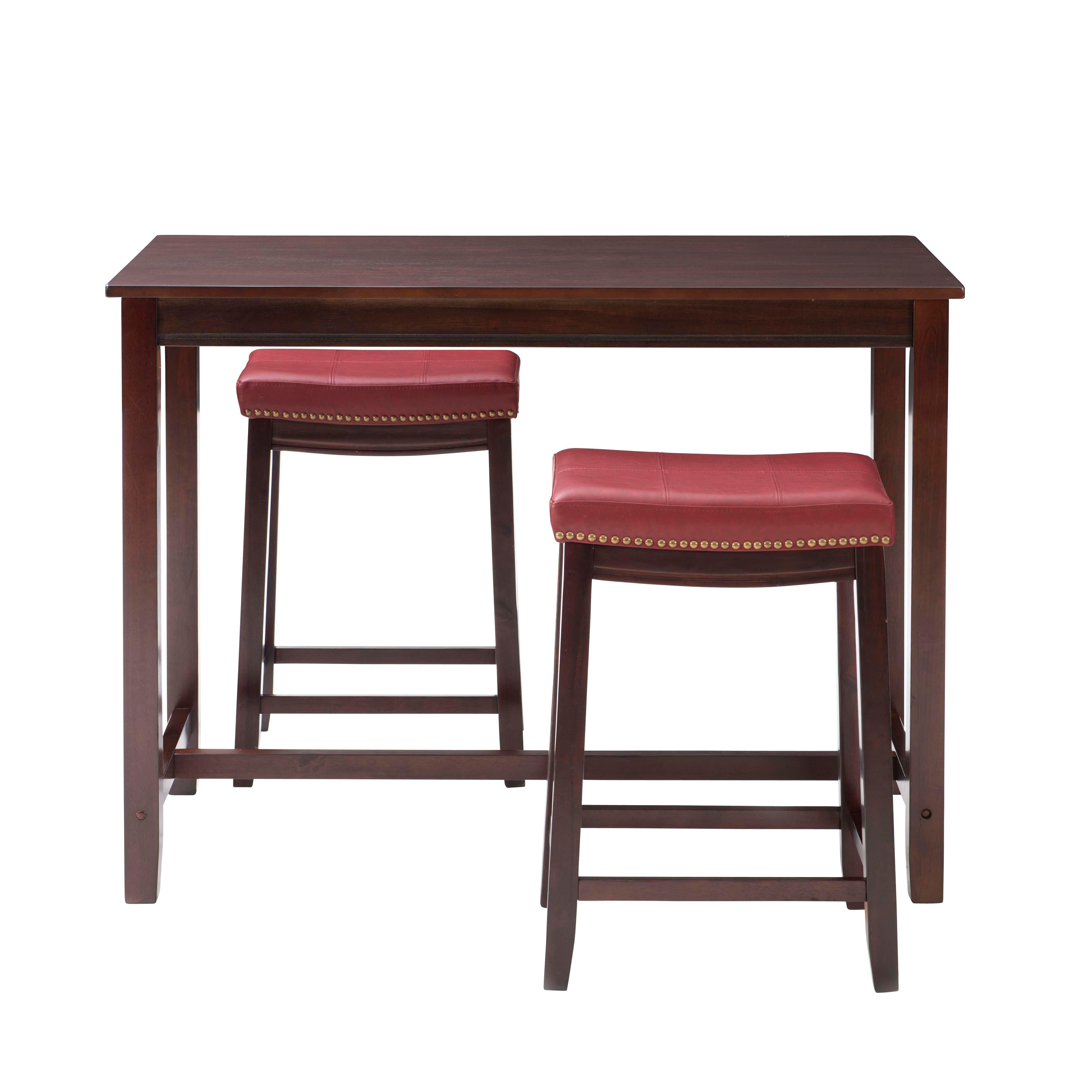 Linon Claridge Three Piece Counter Set, Red, large