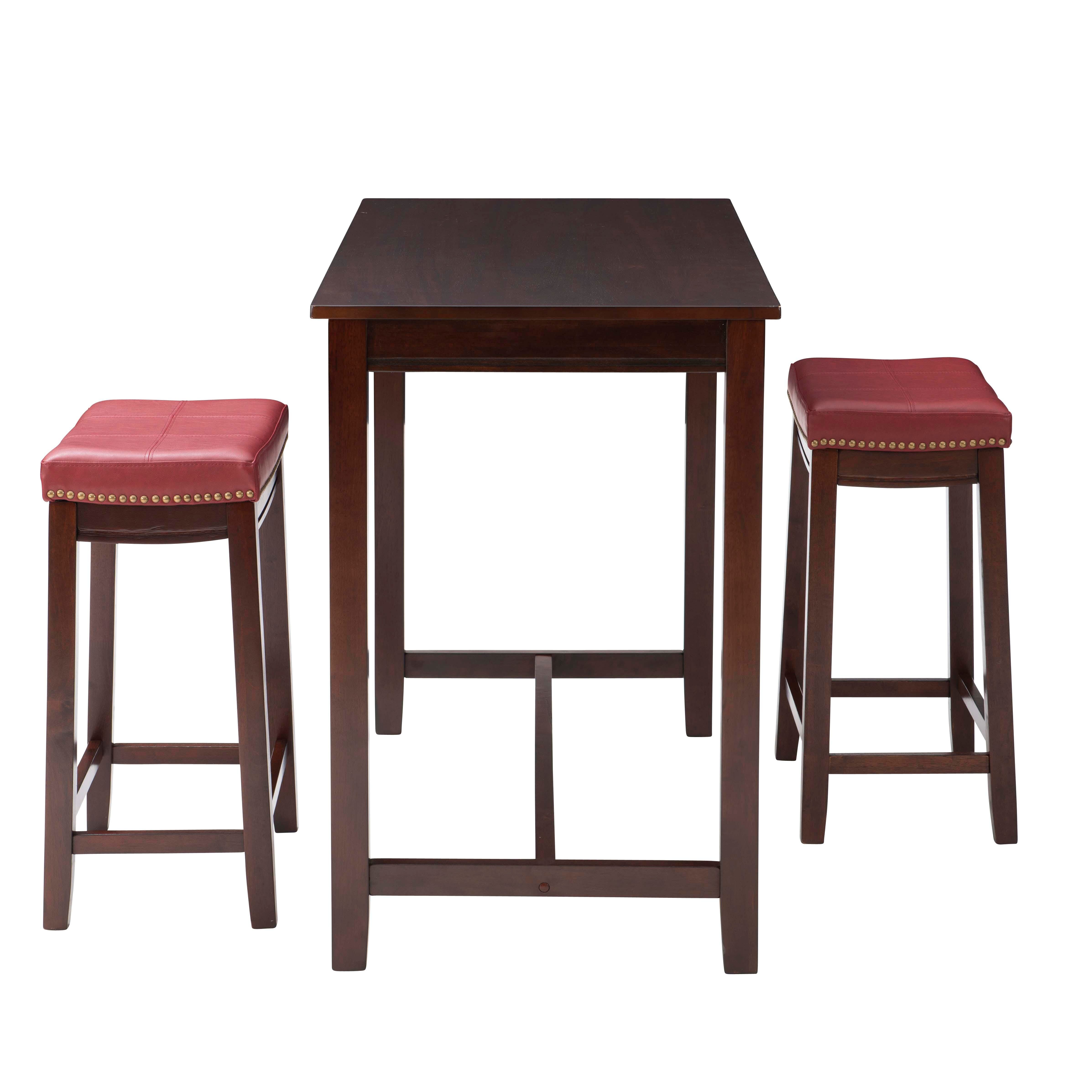 Linon Claridge Three Piece Counter Set, Red, large