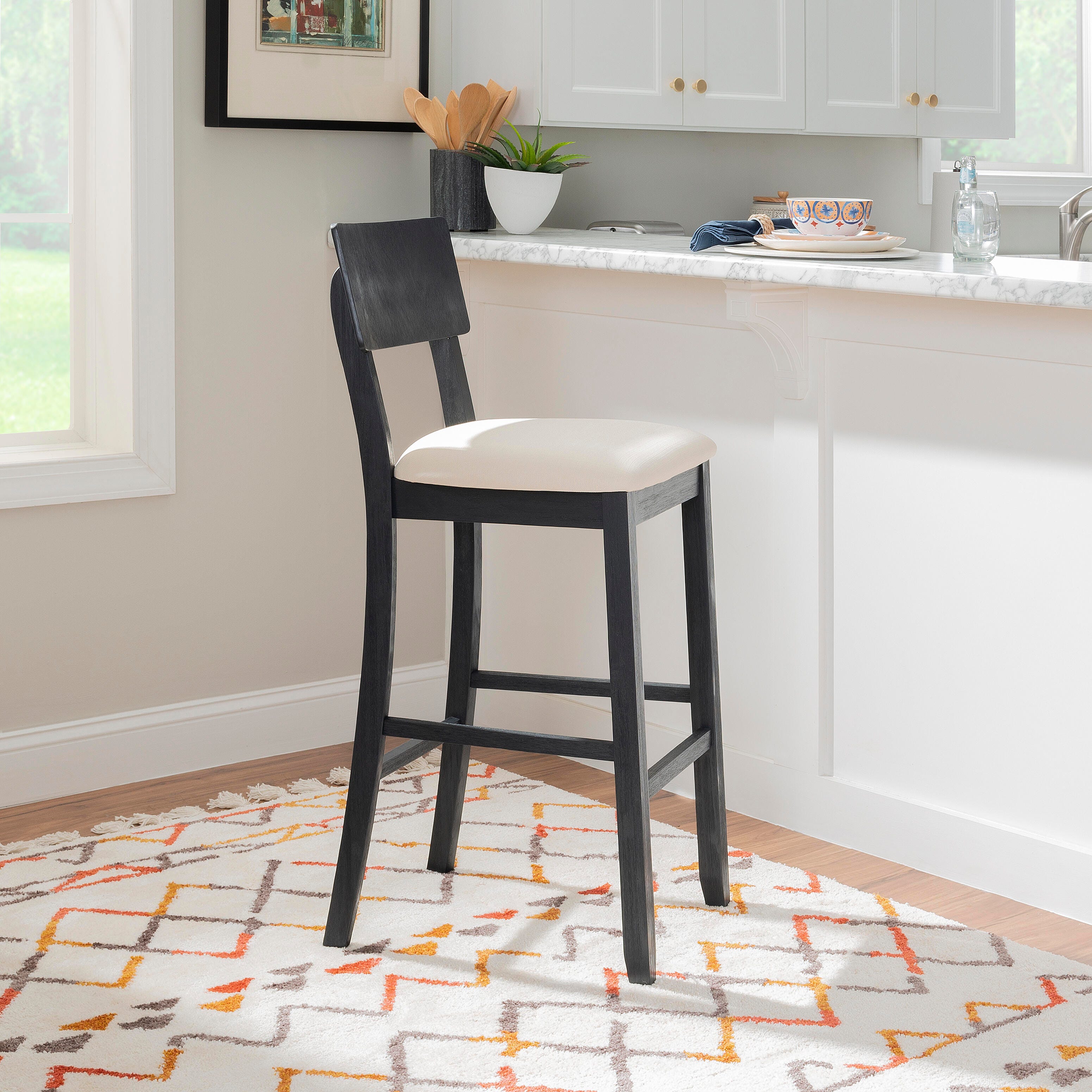 Linon Jocey Barstool, Black, large